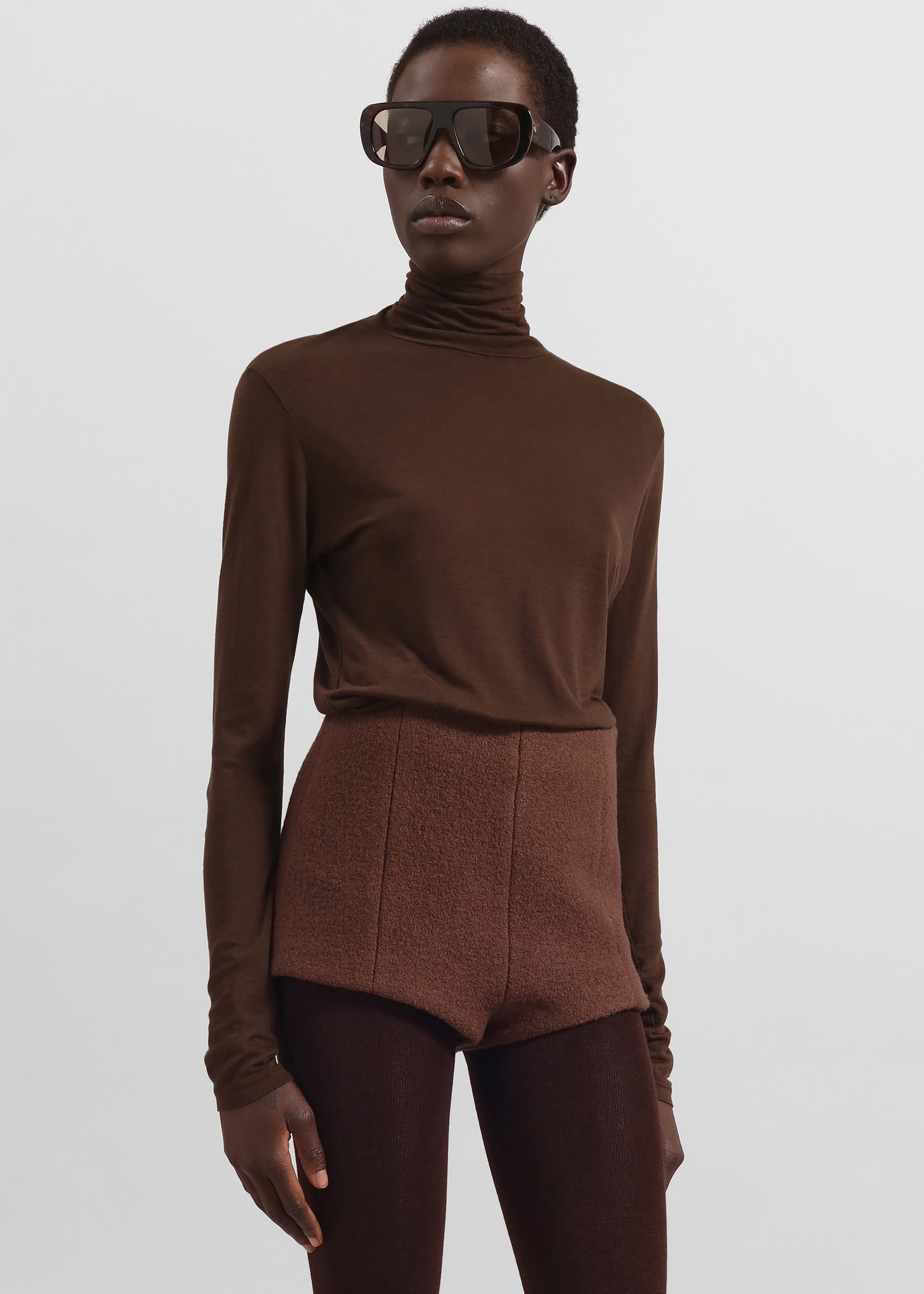Evren Sheer Turtleneck - Brown - 4
