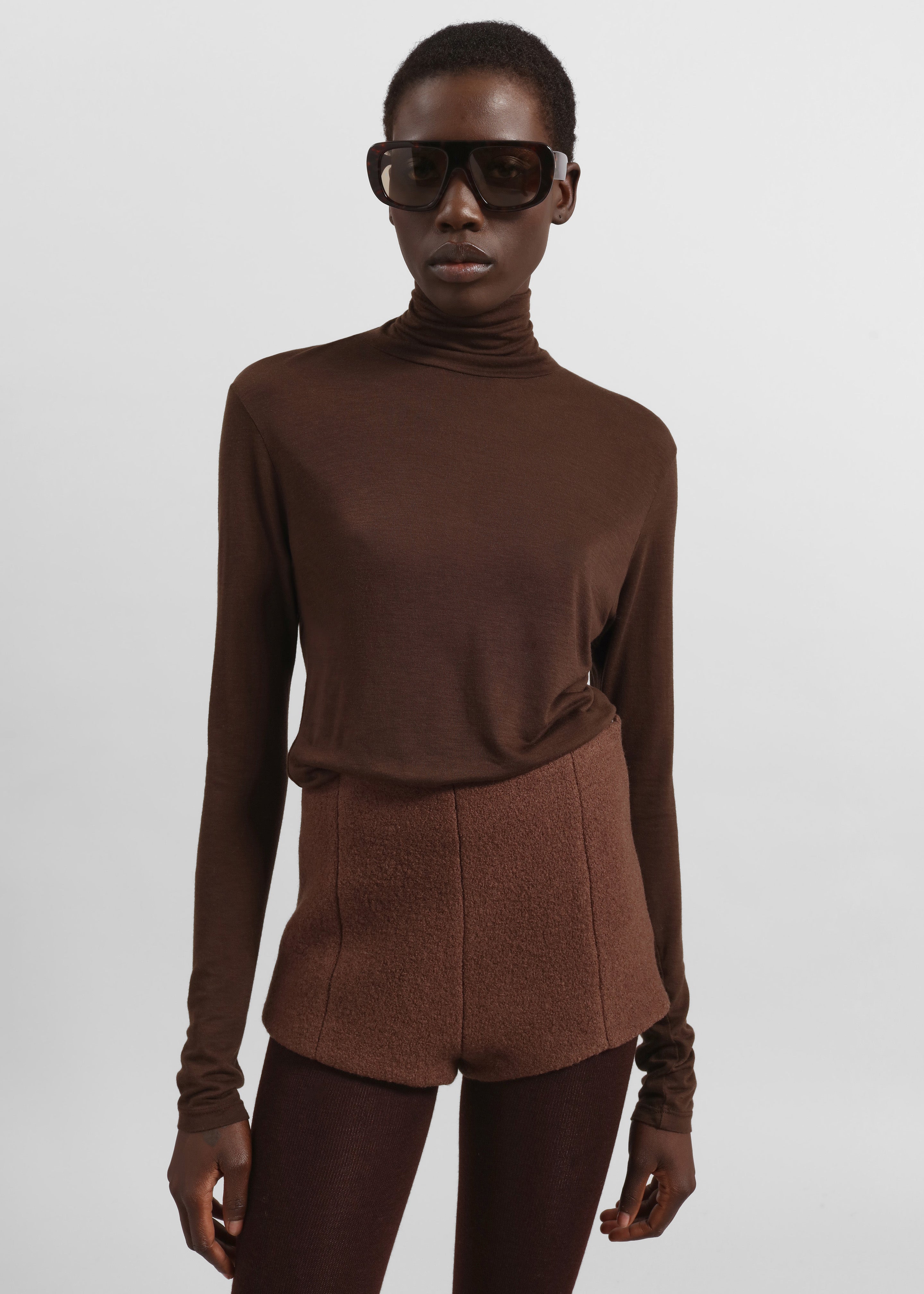 Evren Sheer Turtleneck - Brown - 3