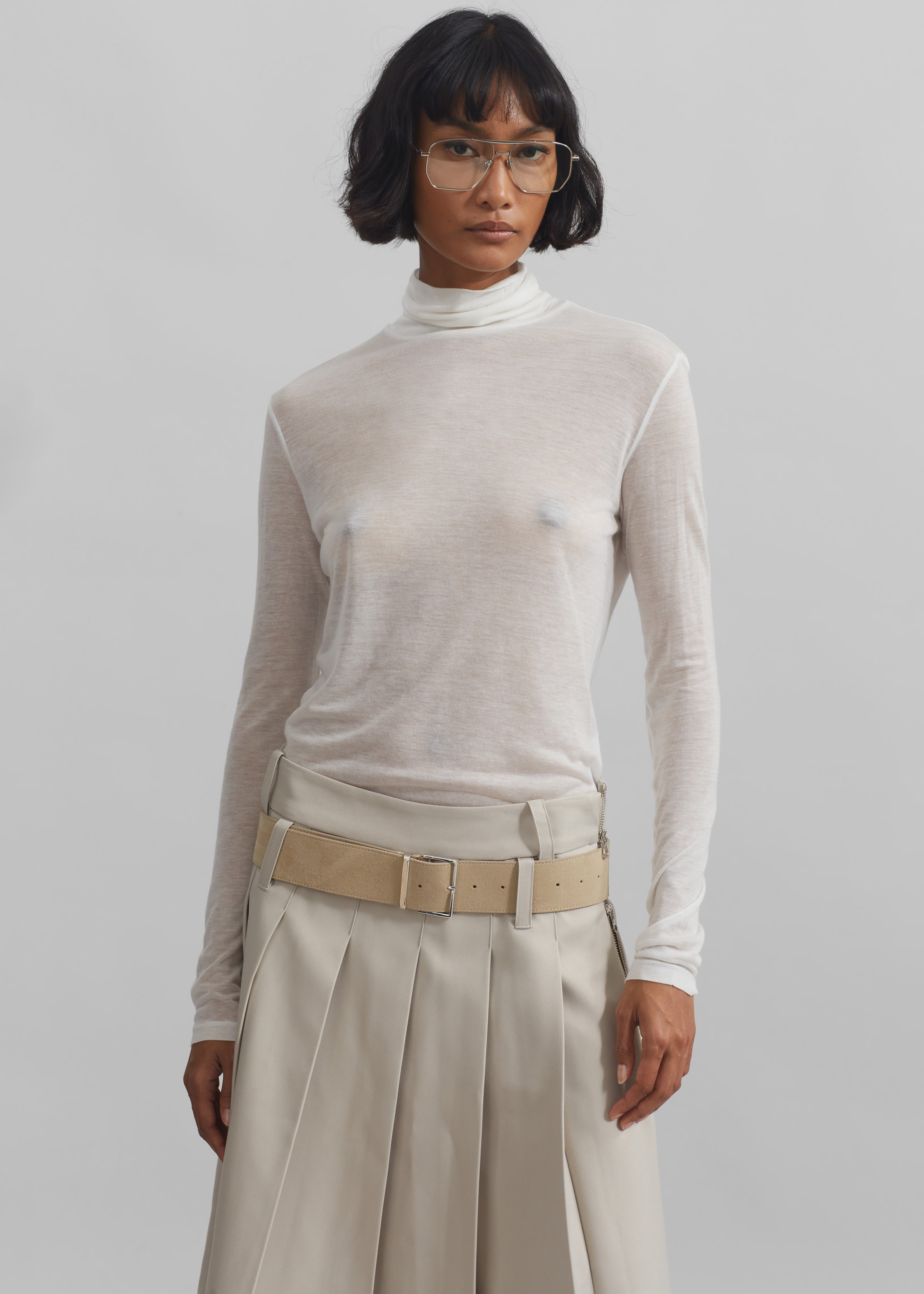 Evren Sheer Turtleneck White