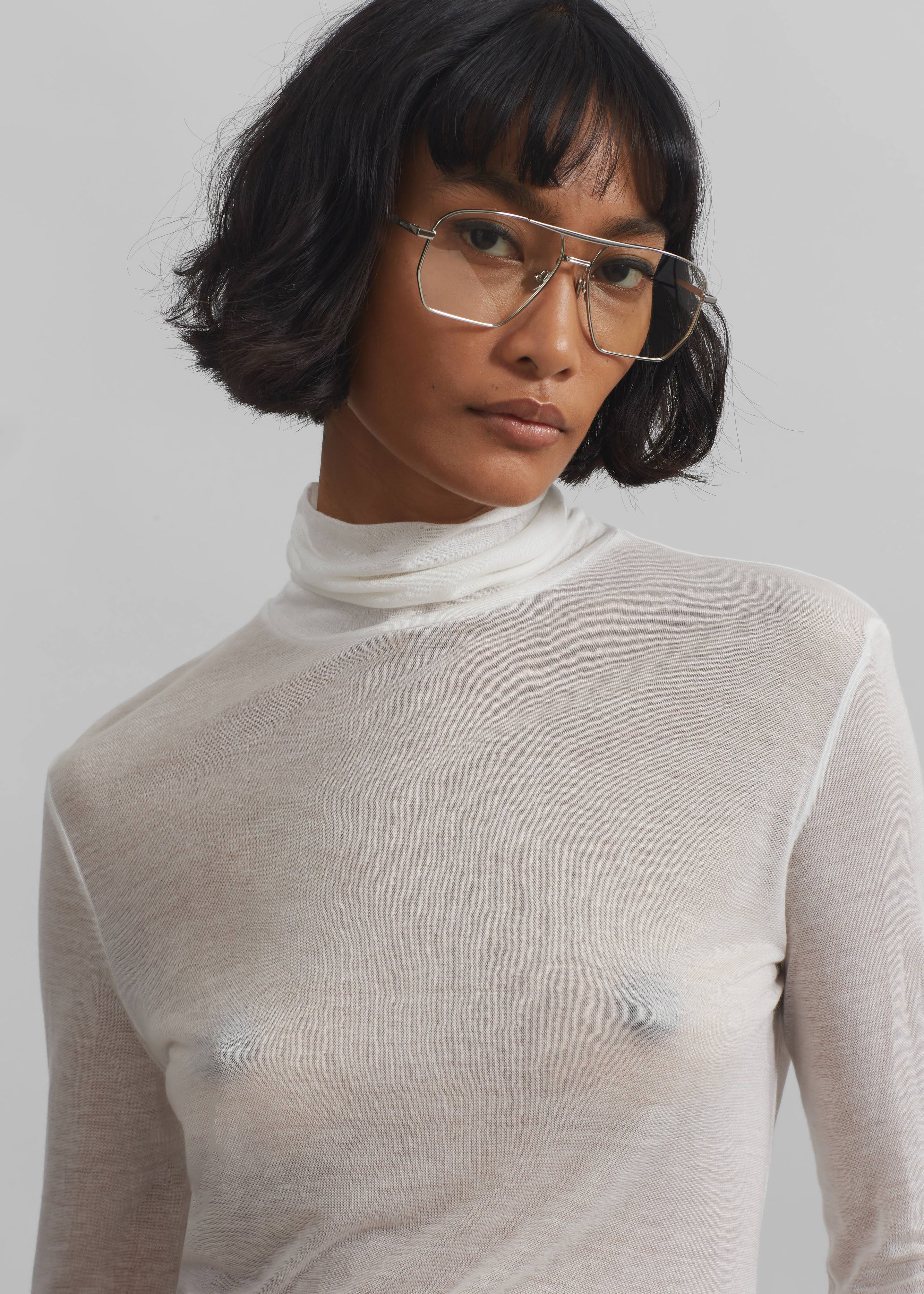 Evren Sheer Turtleneck - White - 10