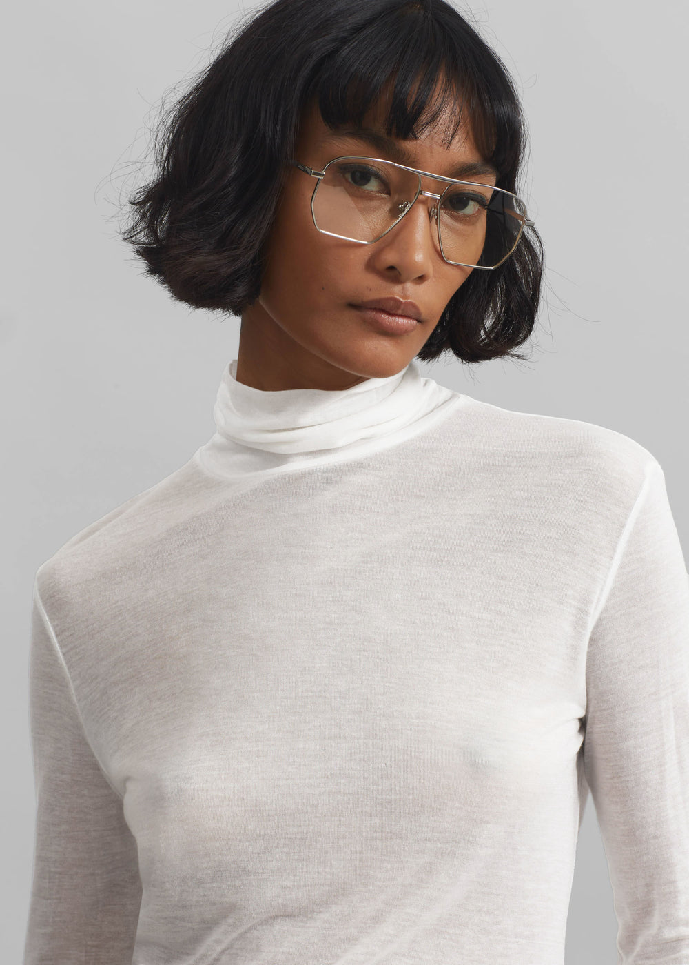 Evren Sheer Turtleneck - White