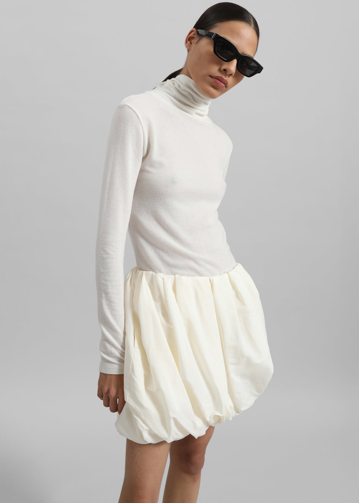 Evren Sheer Turtleneck - White - 5