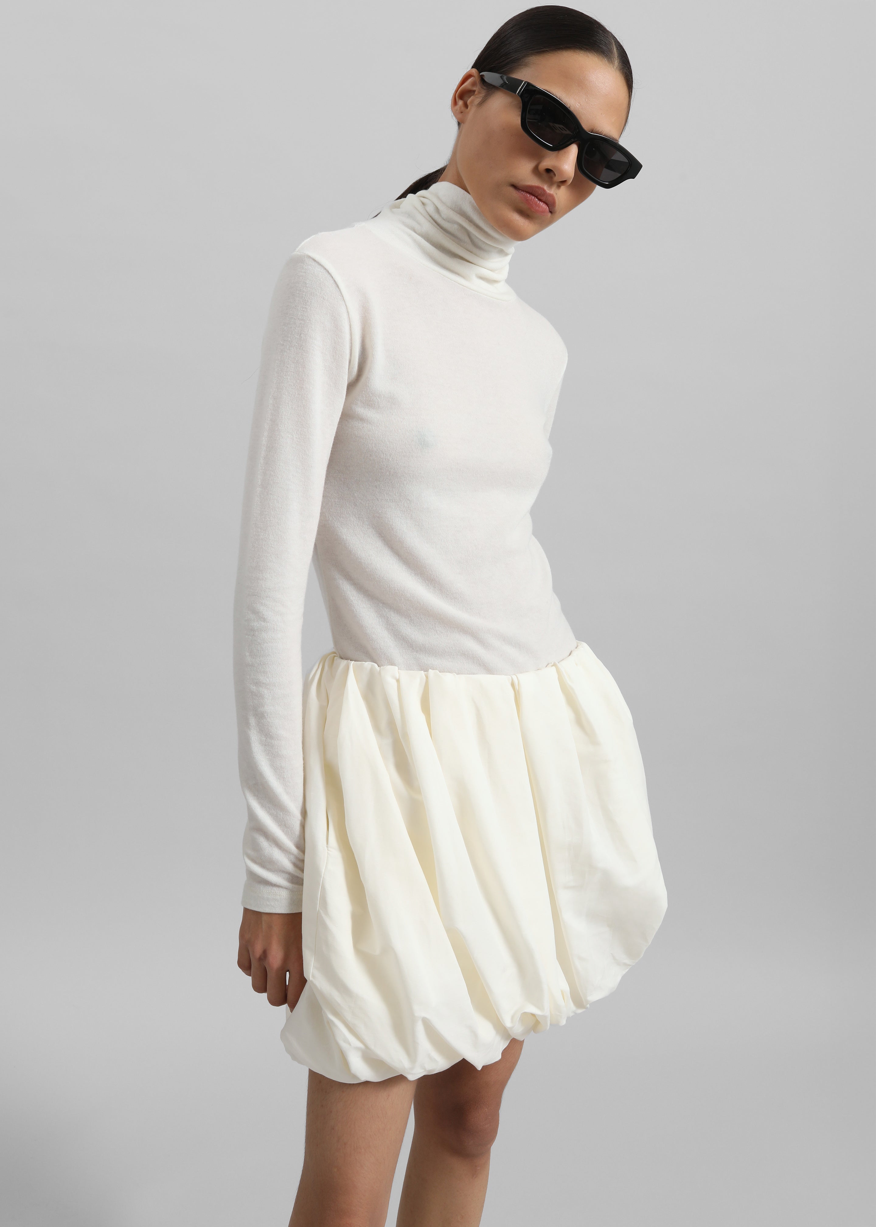Evren Sheer Turtleneck - White - 5