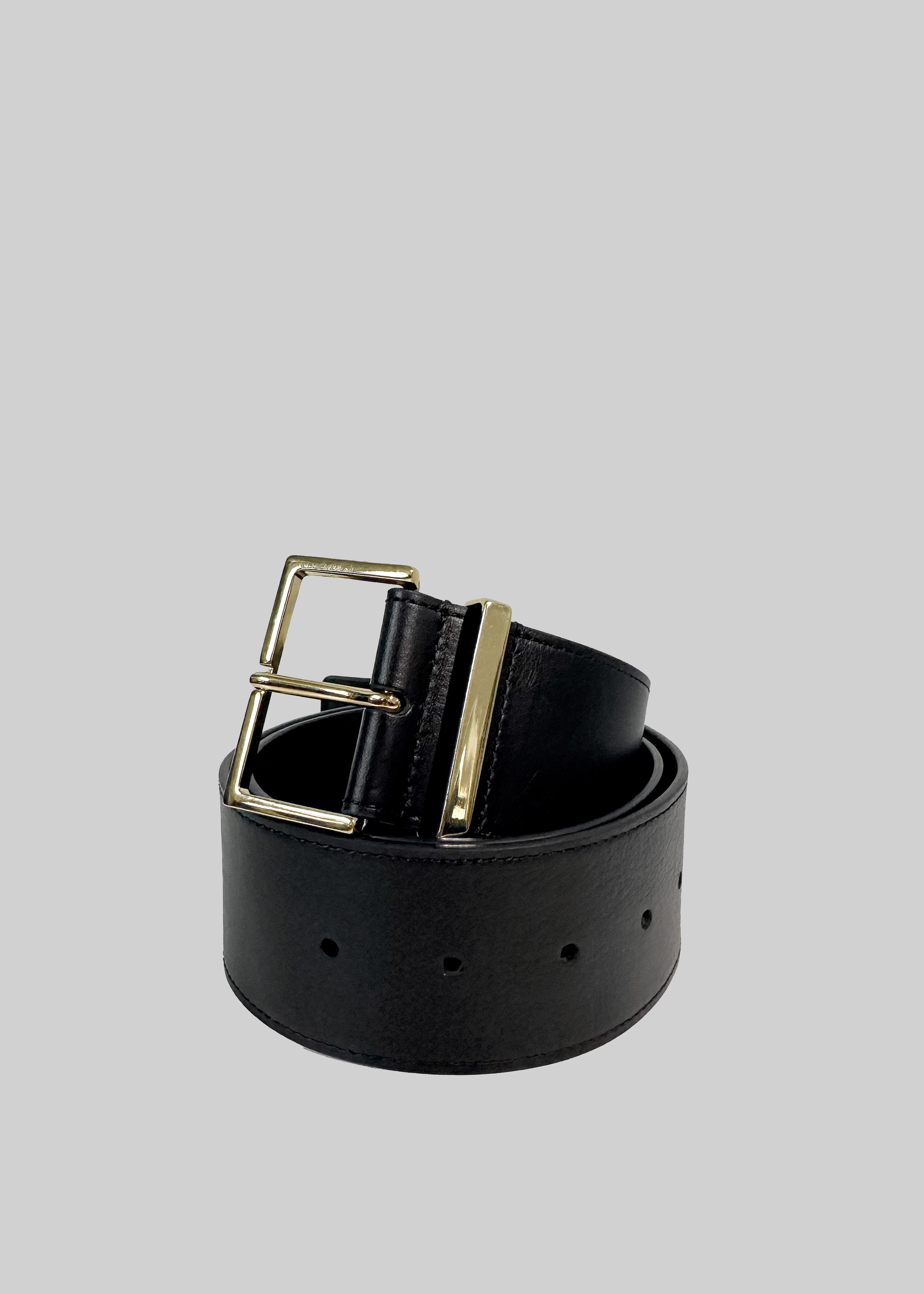 Evro Leather Belt - Black/Gold - 1