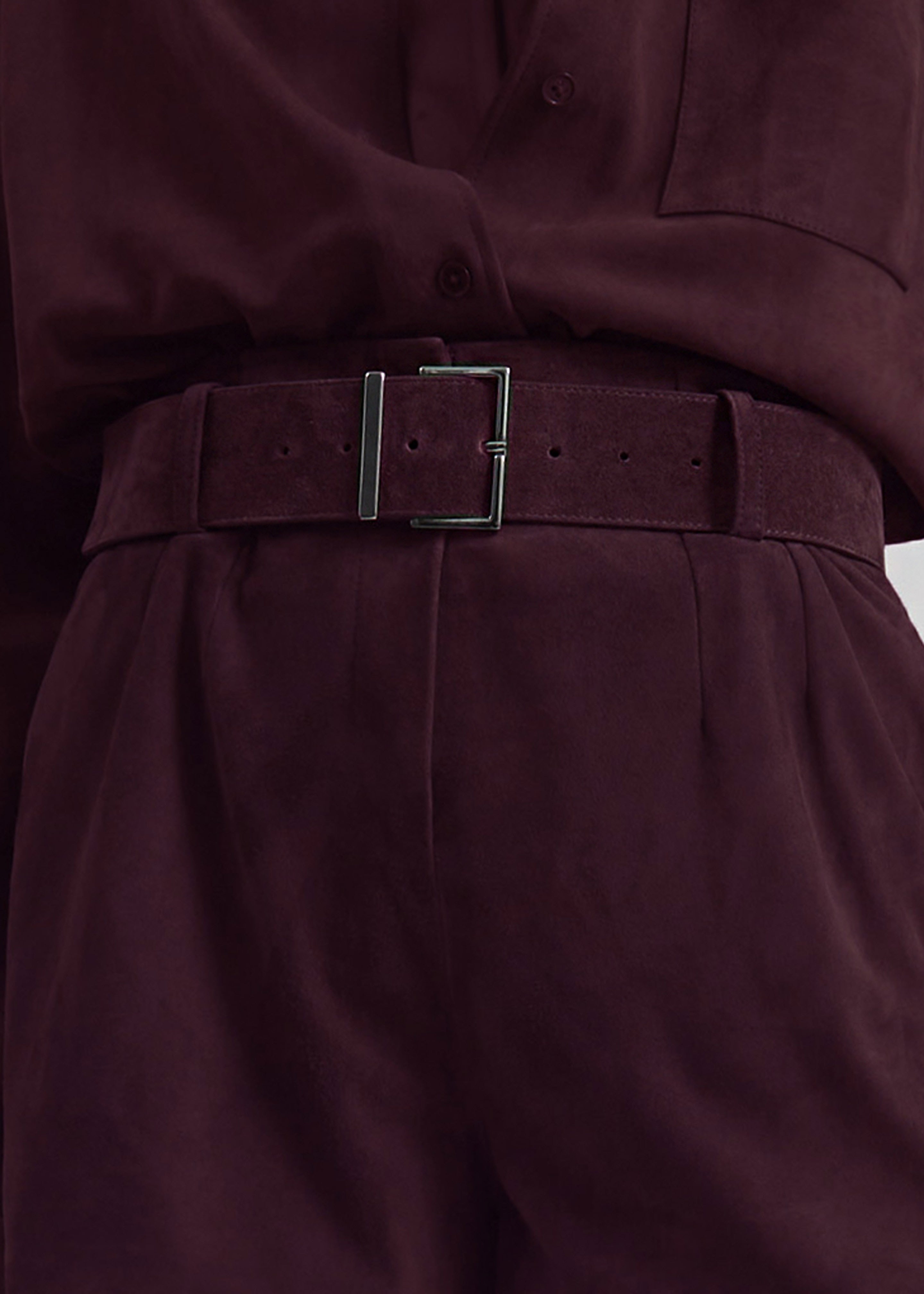 Evro Suede Leather Belt - Burgundy - 3
