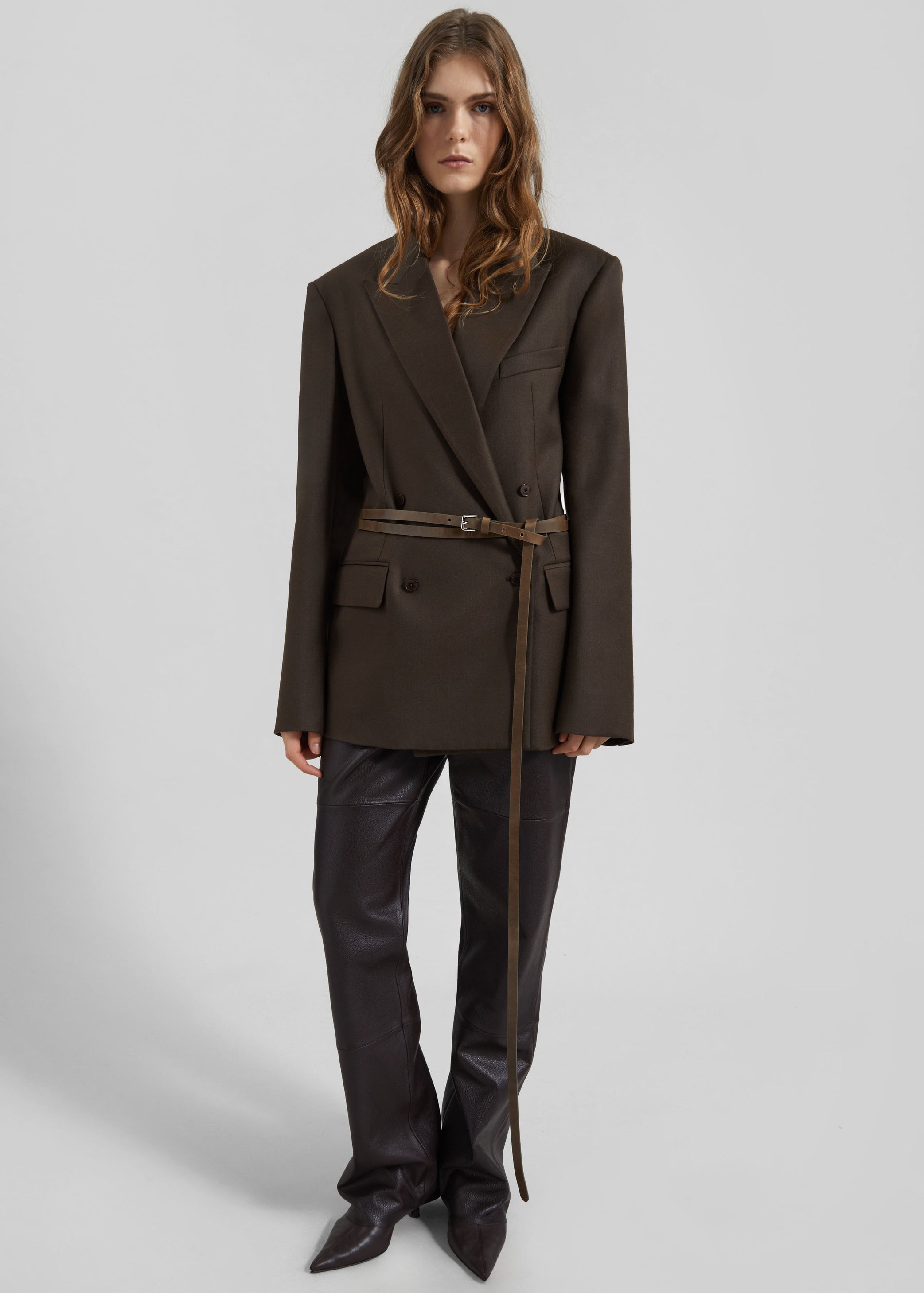 Shop the look image for Eyam Leather Belt - Olive