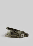 Eyam Croc-Effect Leather Belt - Olive