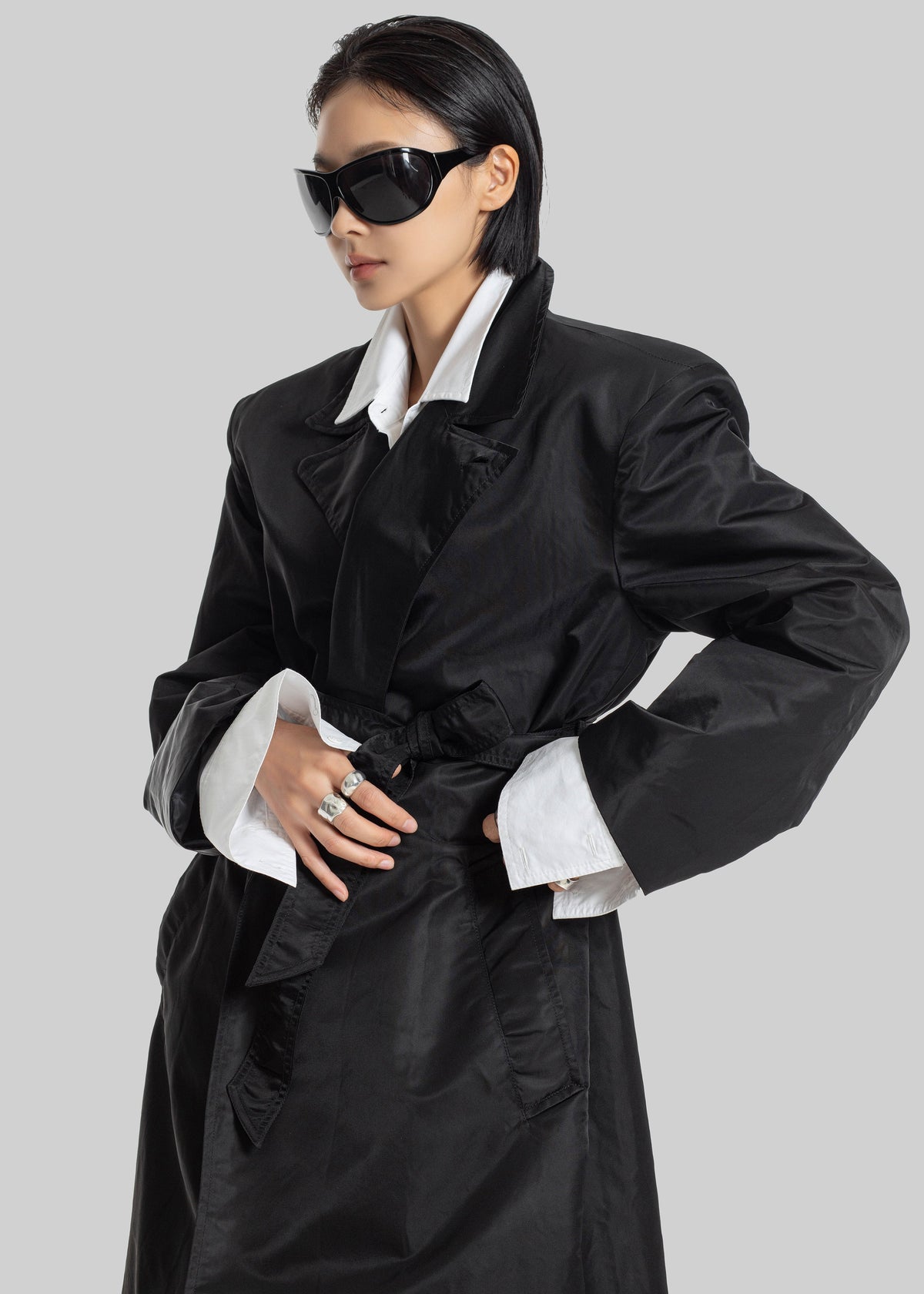 Eymi Technical Trench Coat - Black