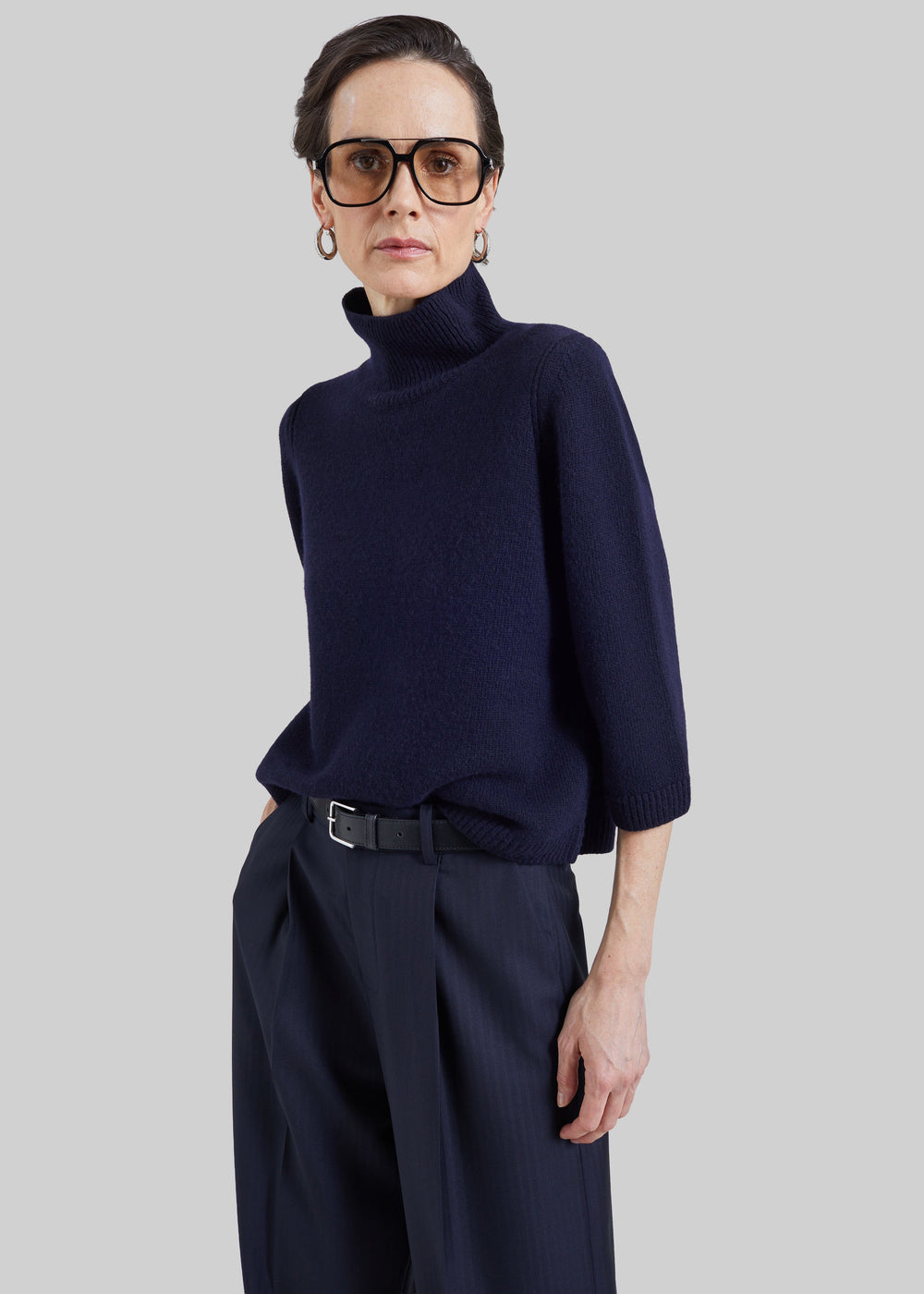 Ezy Merino Wool Mockneck Sweater - Navy