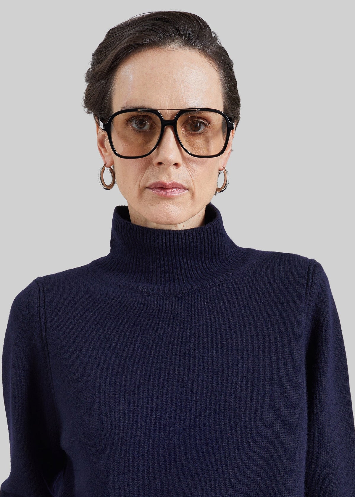 Maglione Ezy a collo alto in lana merino - Blu navy