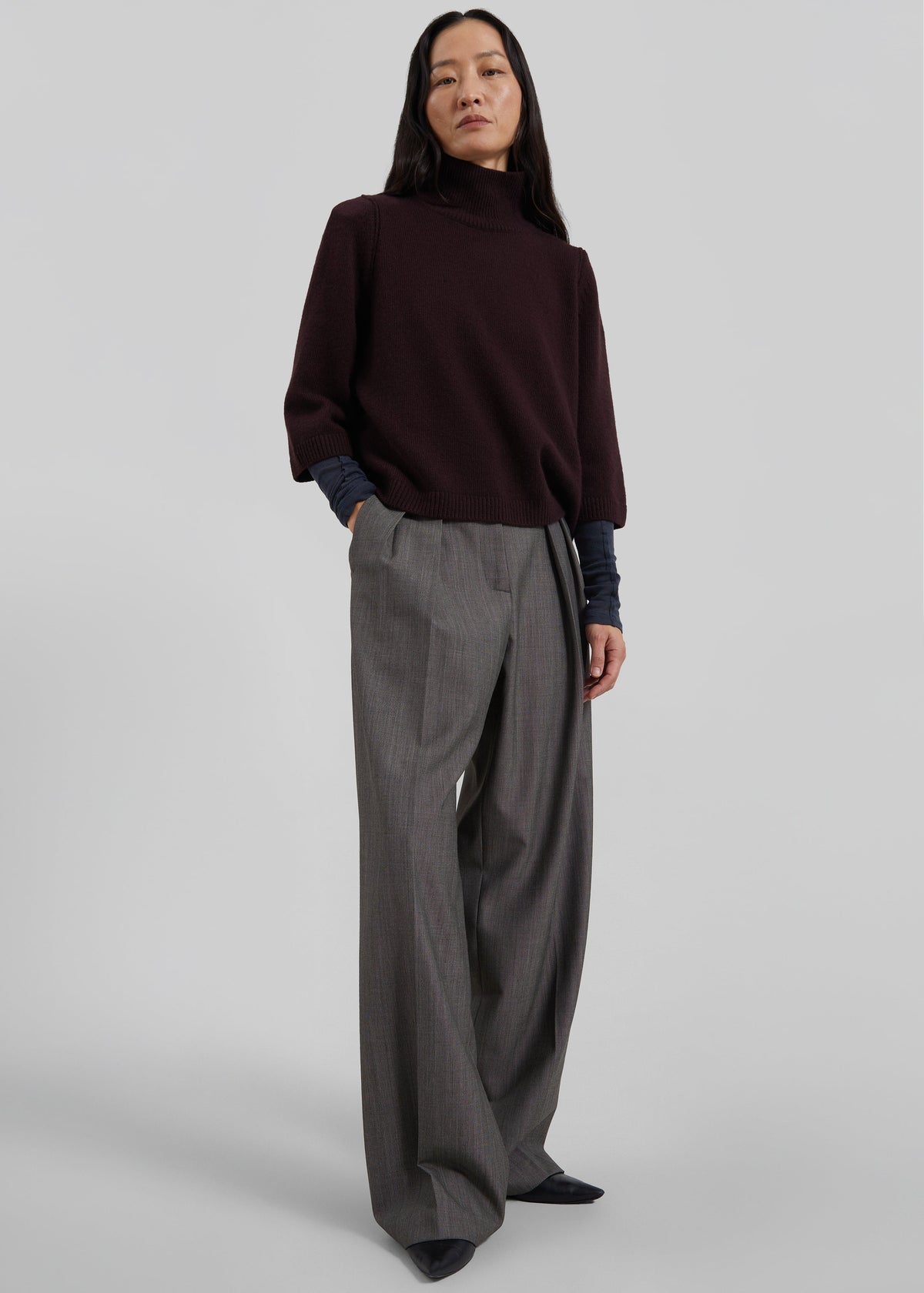 Shop the look image for Ezy Merino Wool Mockneck Sweater - Burgundy