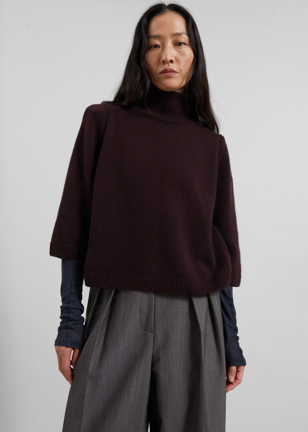 Ezy Merino Wool Mockneck Sweater - Burgundy