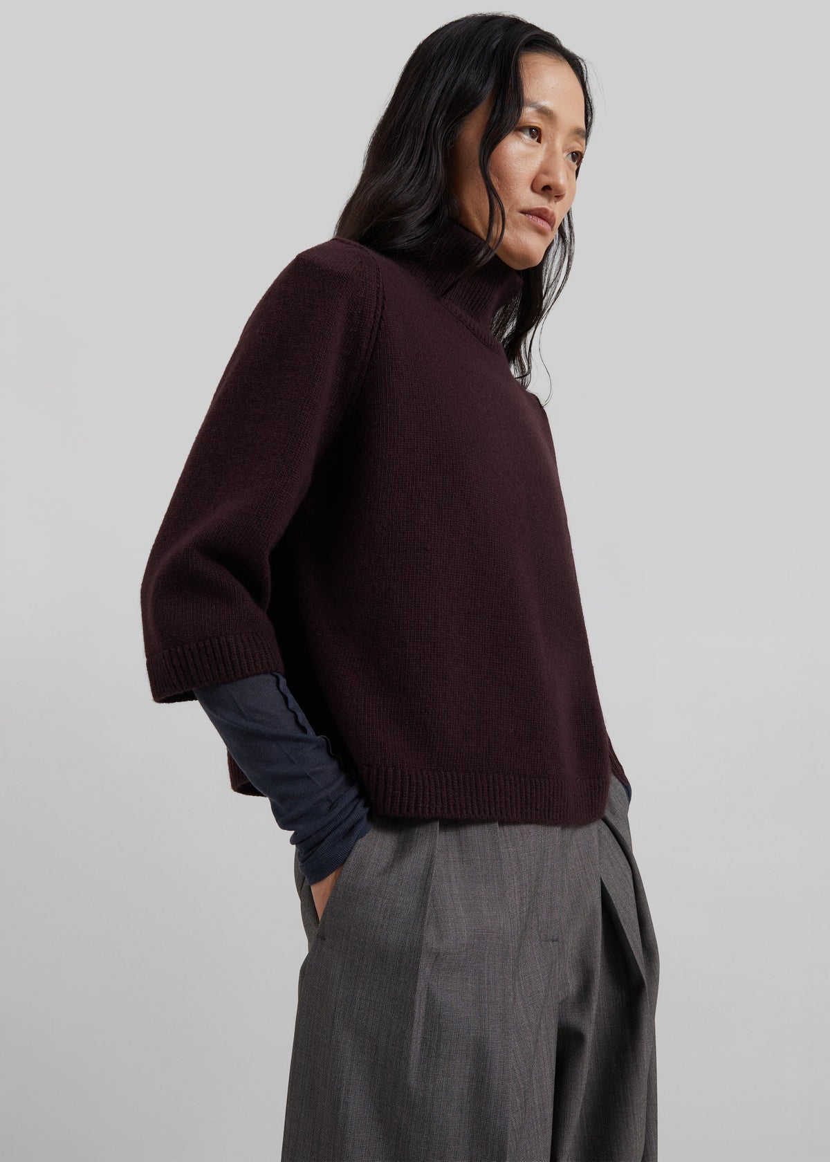 Ezy Merino Wool Mockneck Sweater - Burgundy