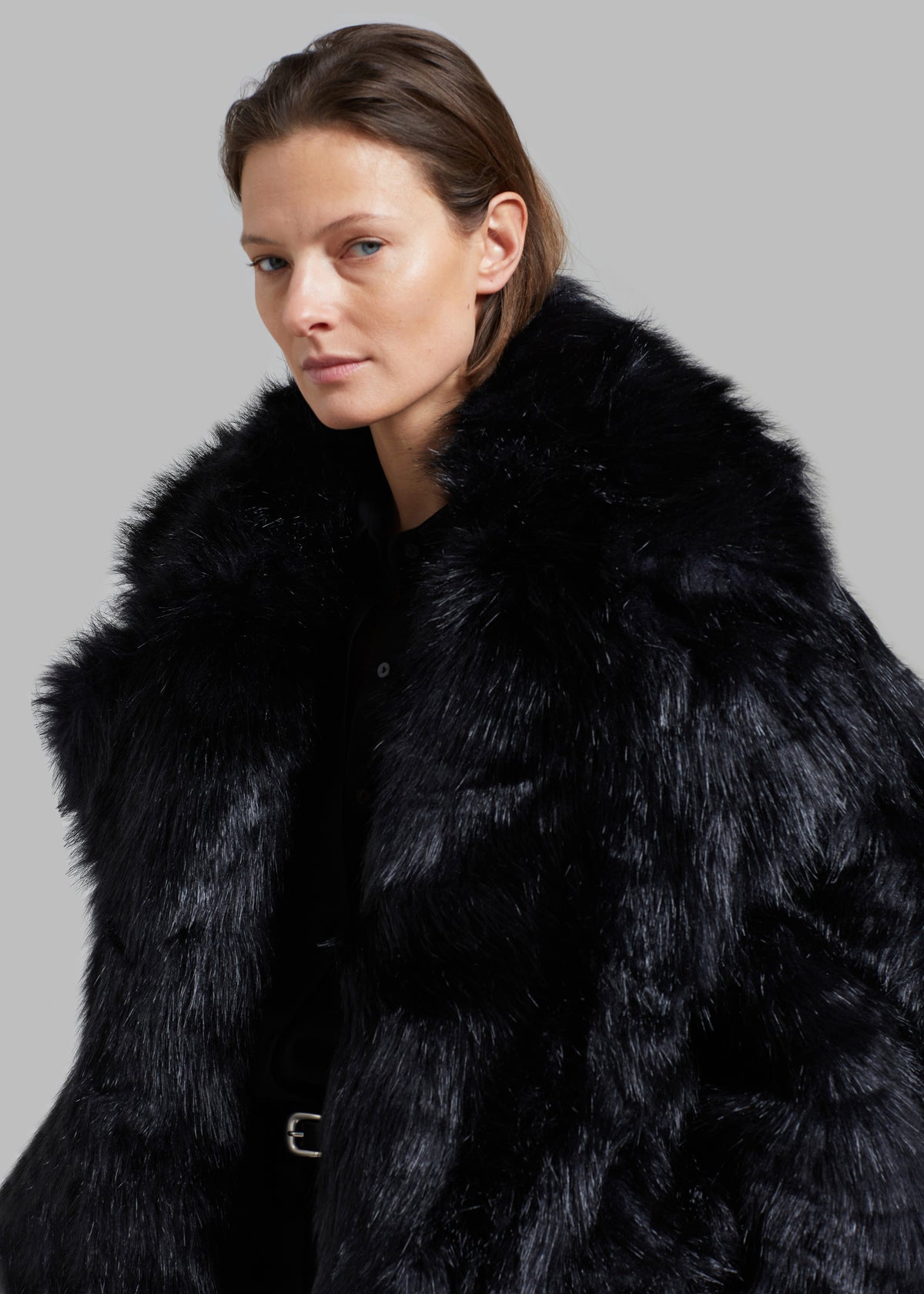 Fallon Short Faux Fur Coat - Black - 6