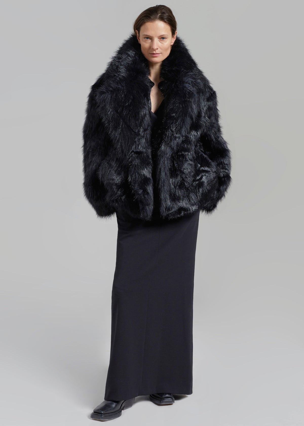 Fallon Short Faux Fur Coat - Black - 5