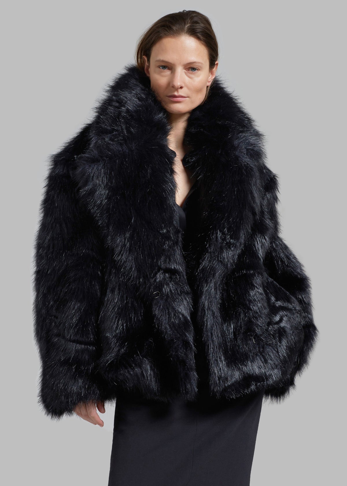 Fallon Short Faux Fur Coat - Black - 3