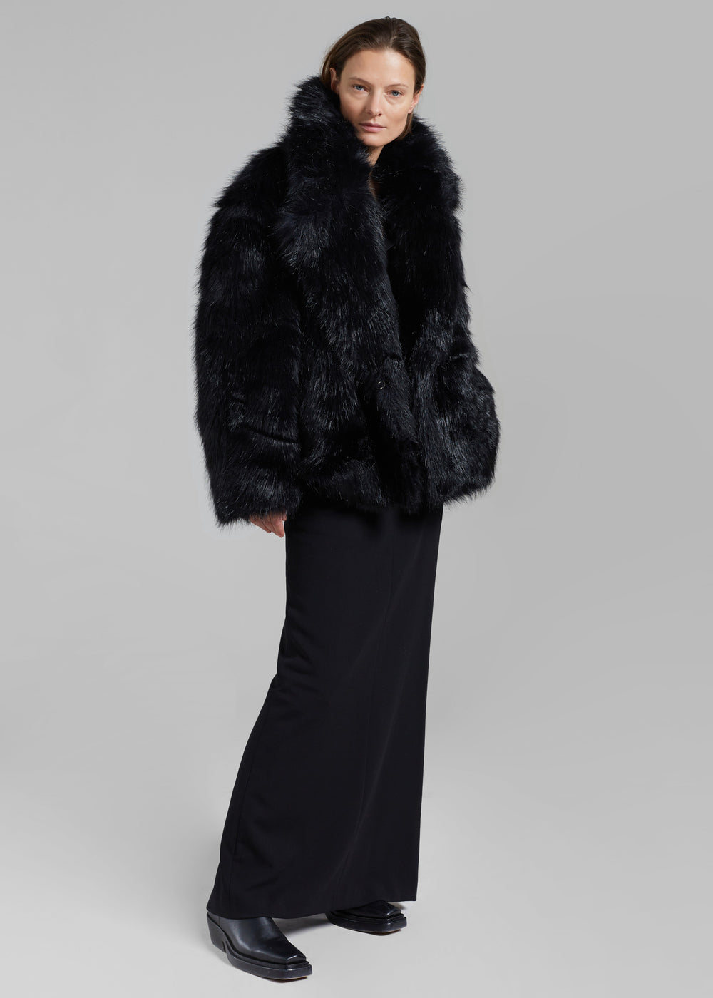 Fallon Short Faux Fur Coat - Black - 1