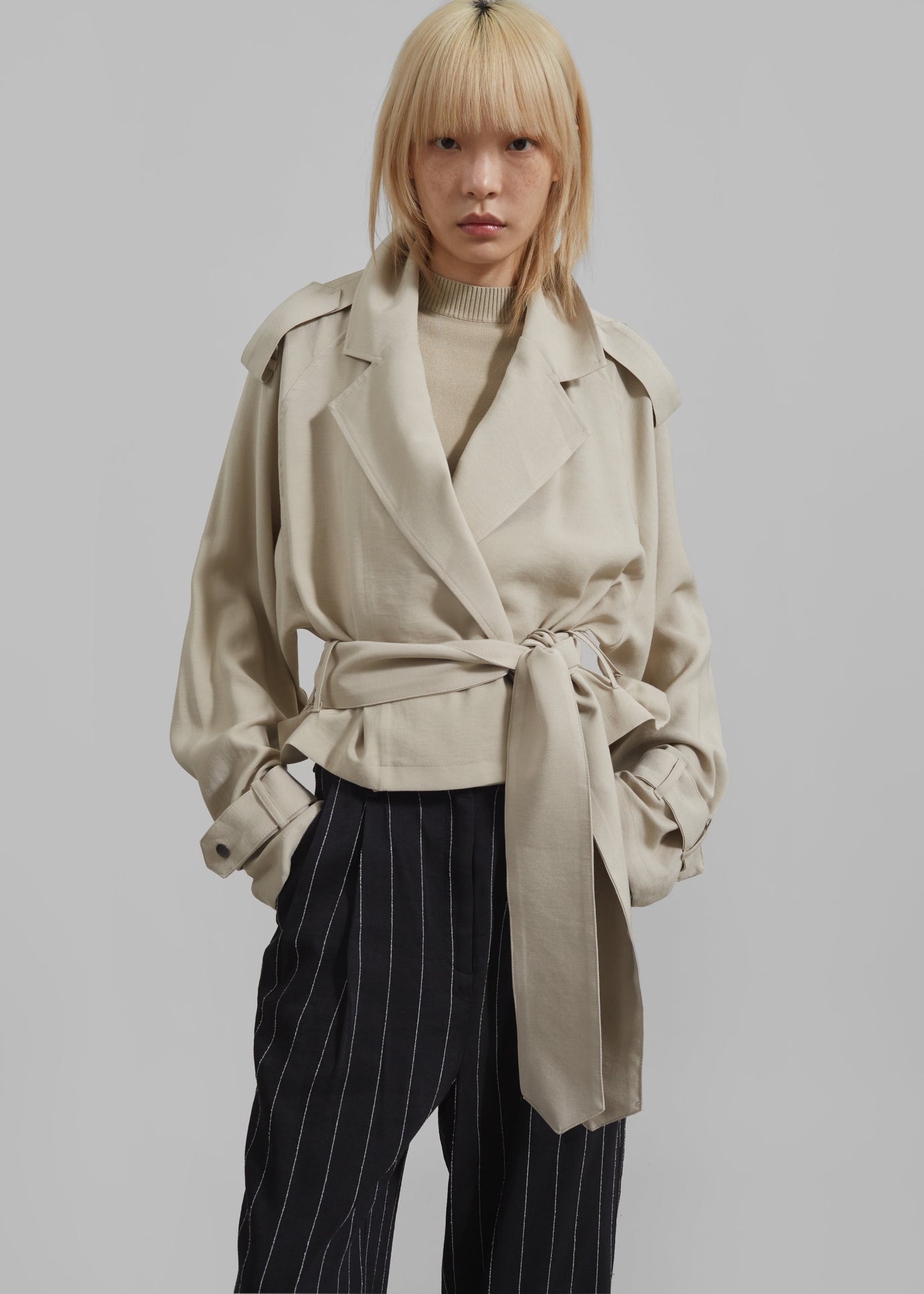 Faven Cropped Trench - Beige