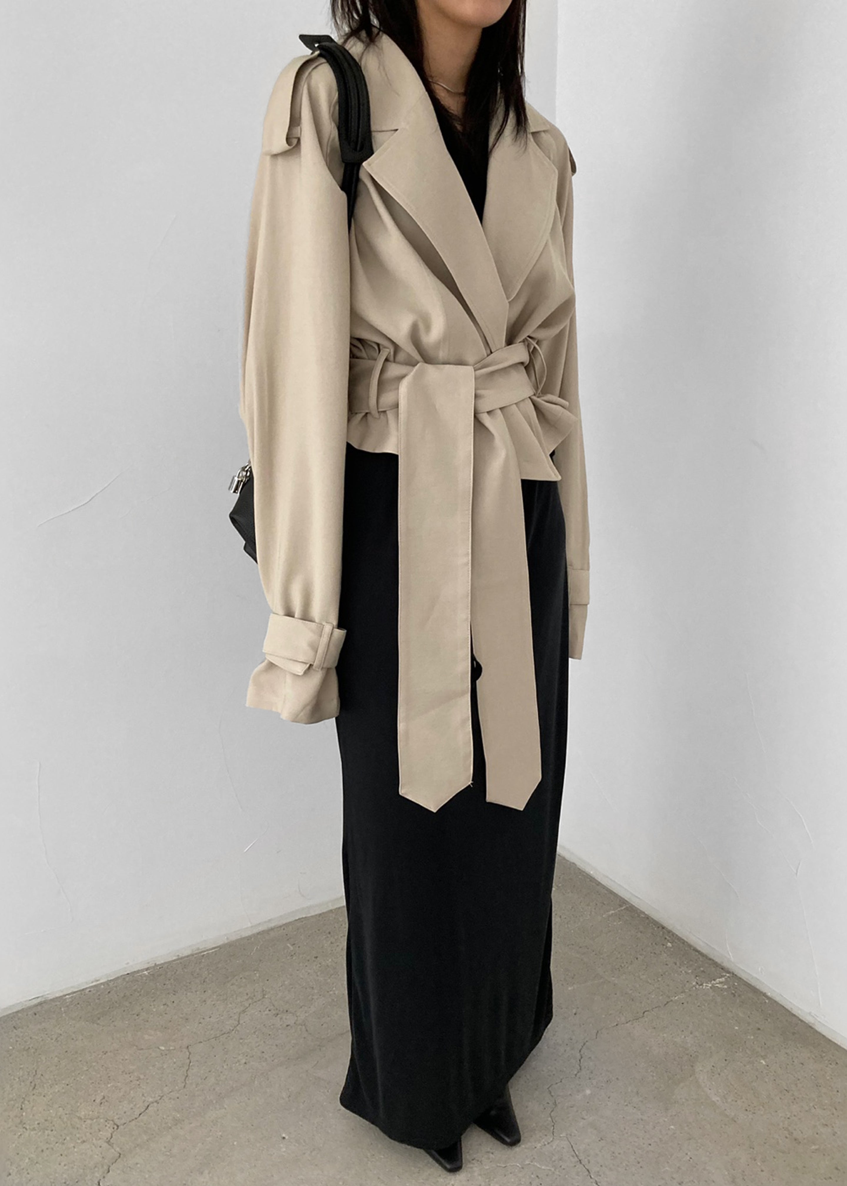 Faven Cropped Trench - Beige - 14