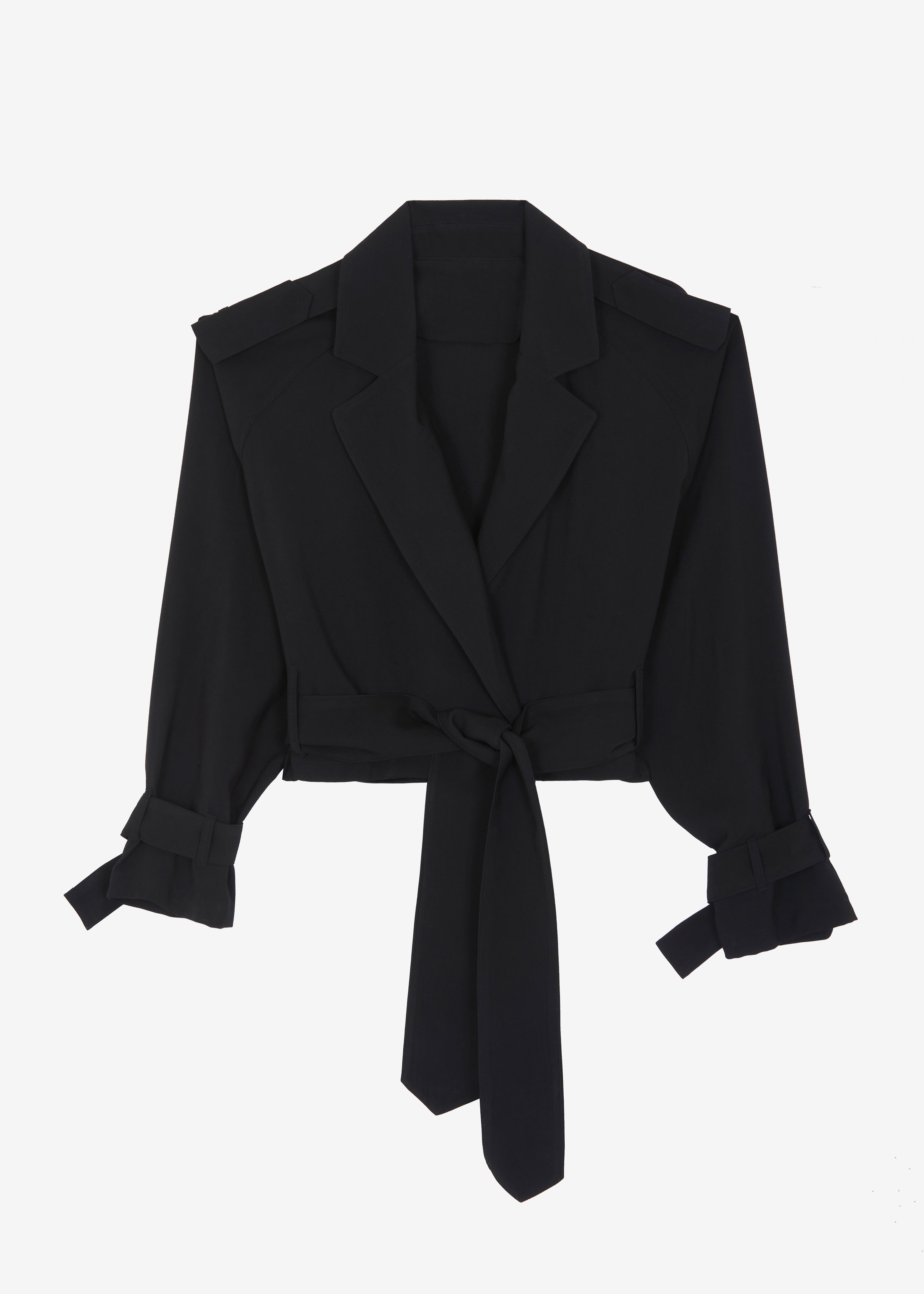 Faven Cropped Trench - Black - 15