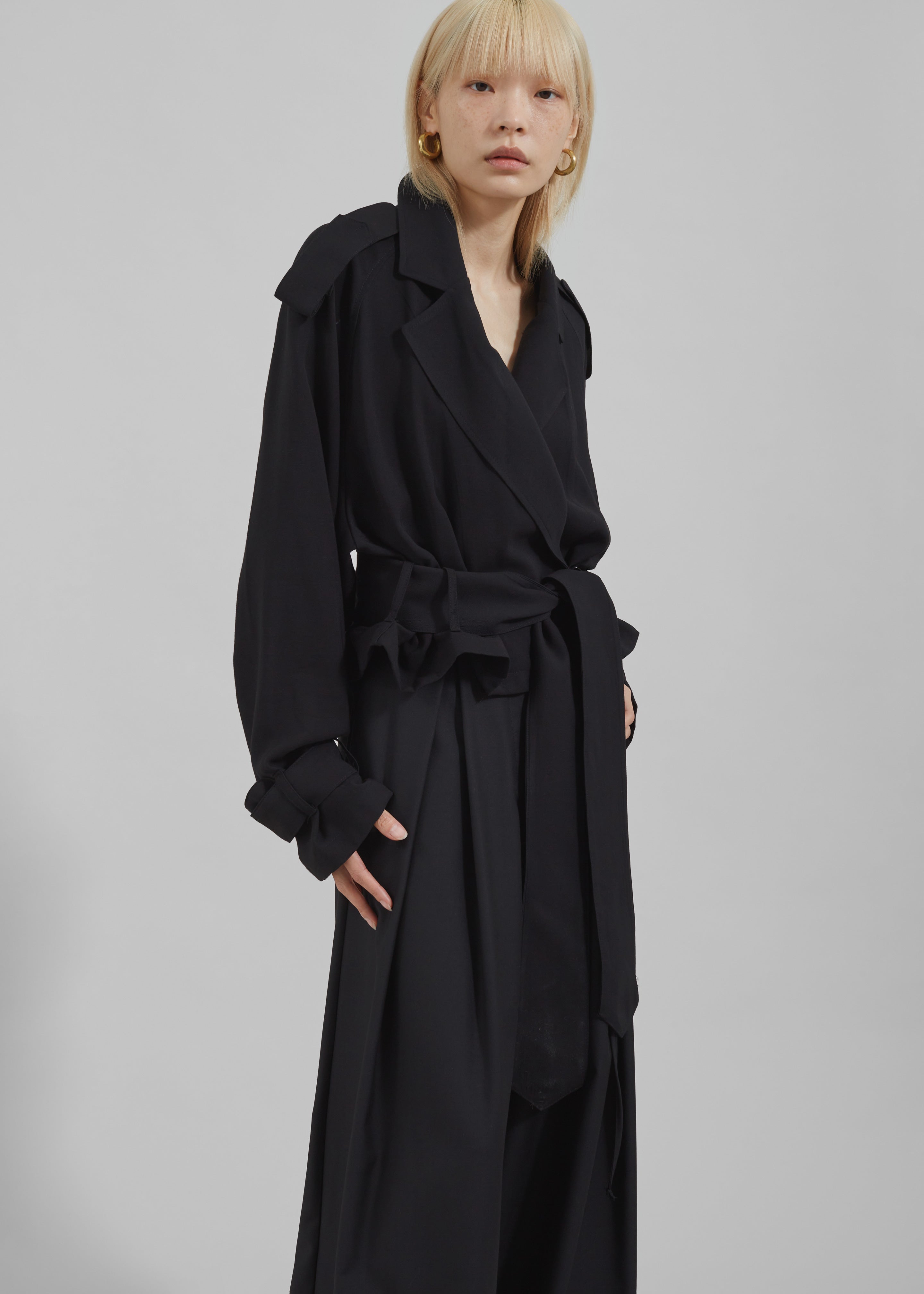Faven Cropped Trench - Black - 6