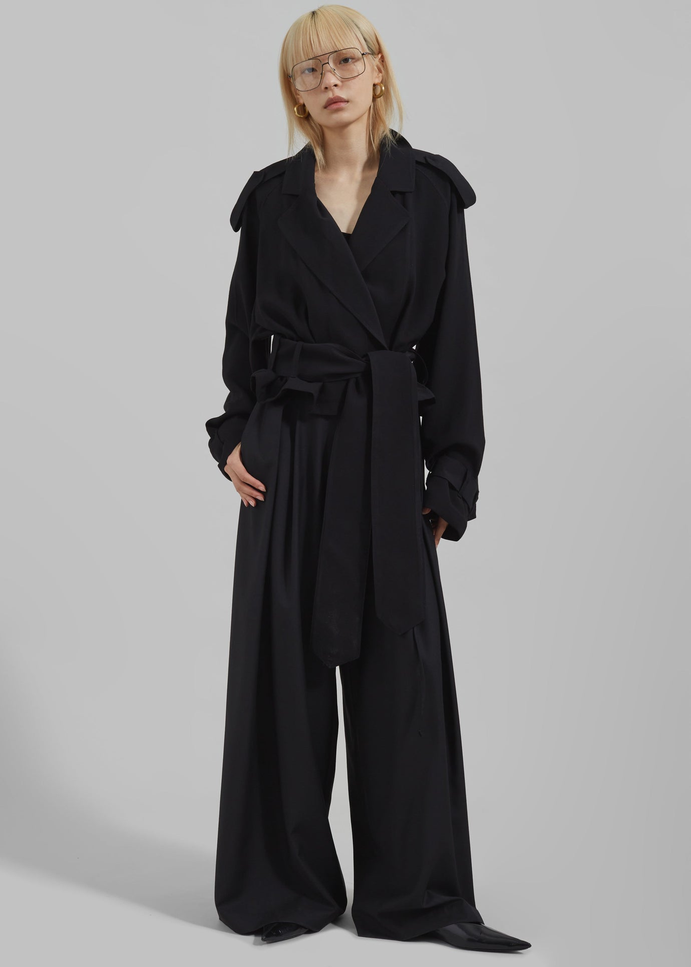 Faven Cropped Trench - Black