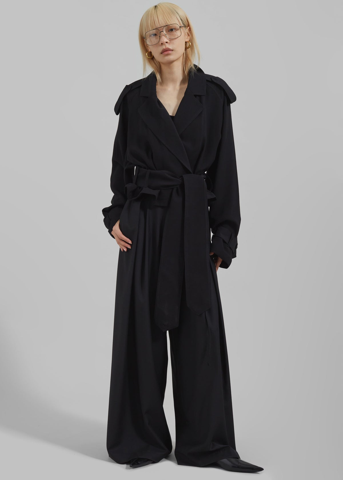 Faven Cropped Trench - Black - 1