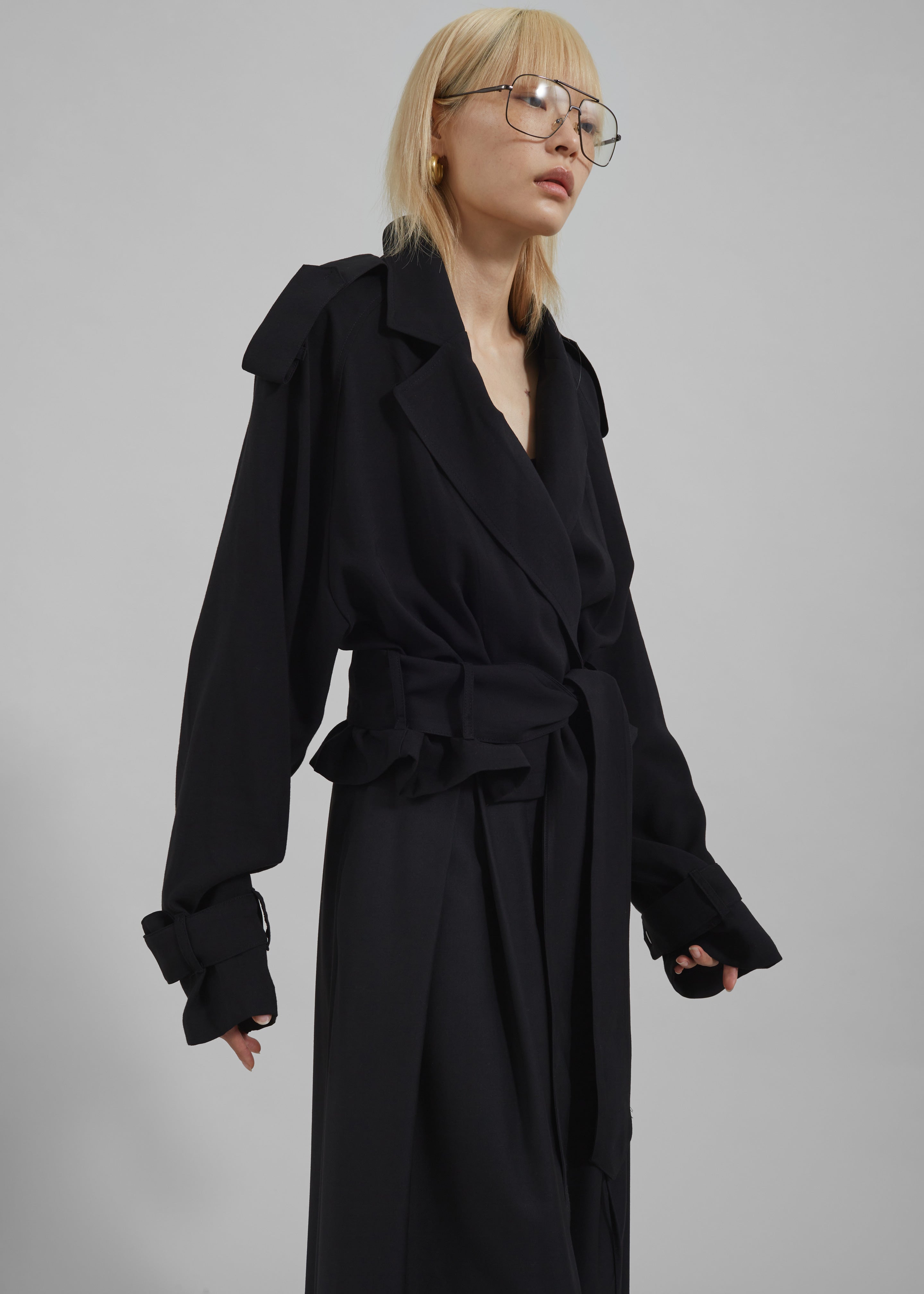 Faven Cropped Trench - Black - 3