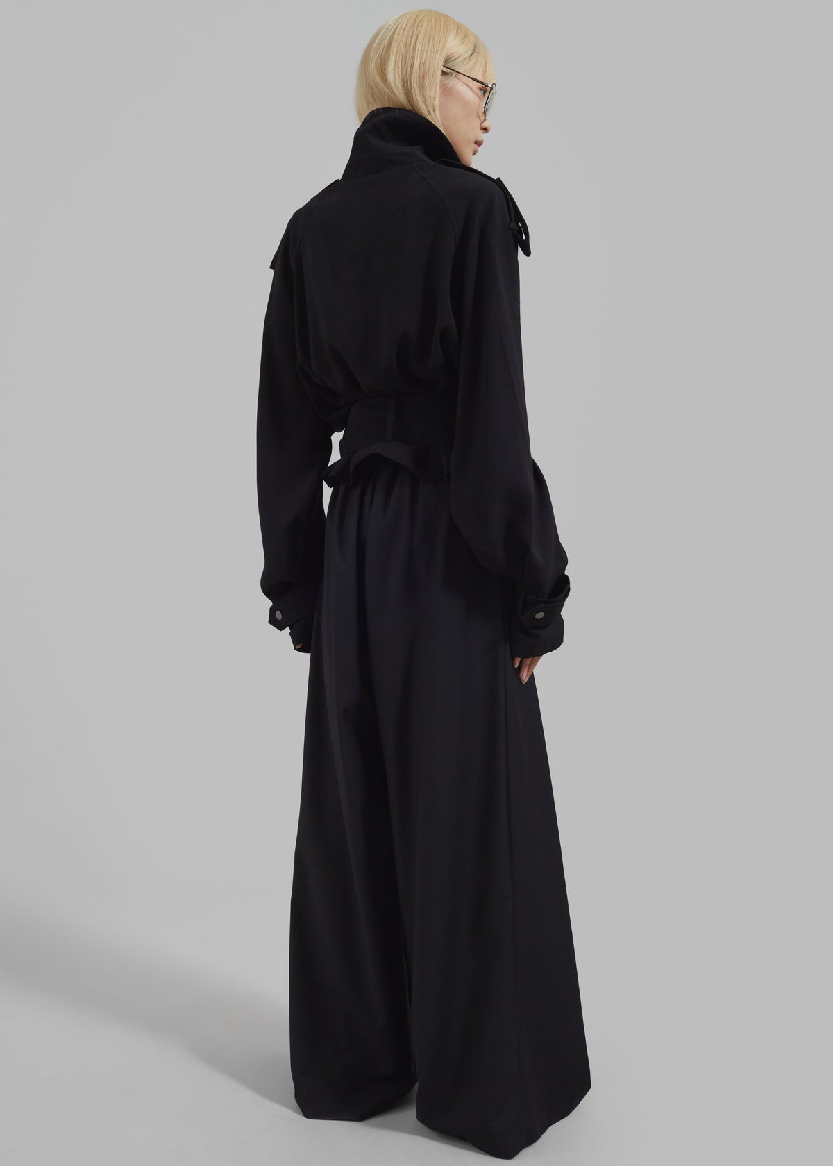 Faven Cropped Trench - Black - 14