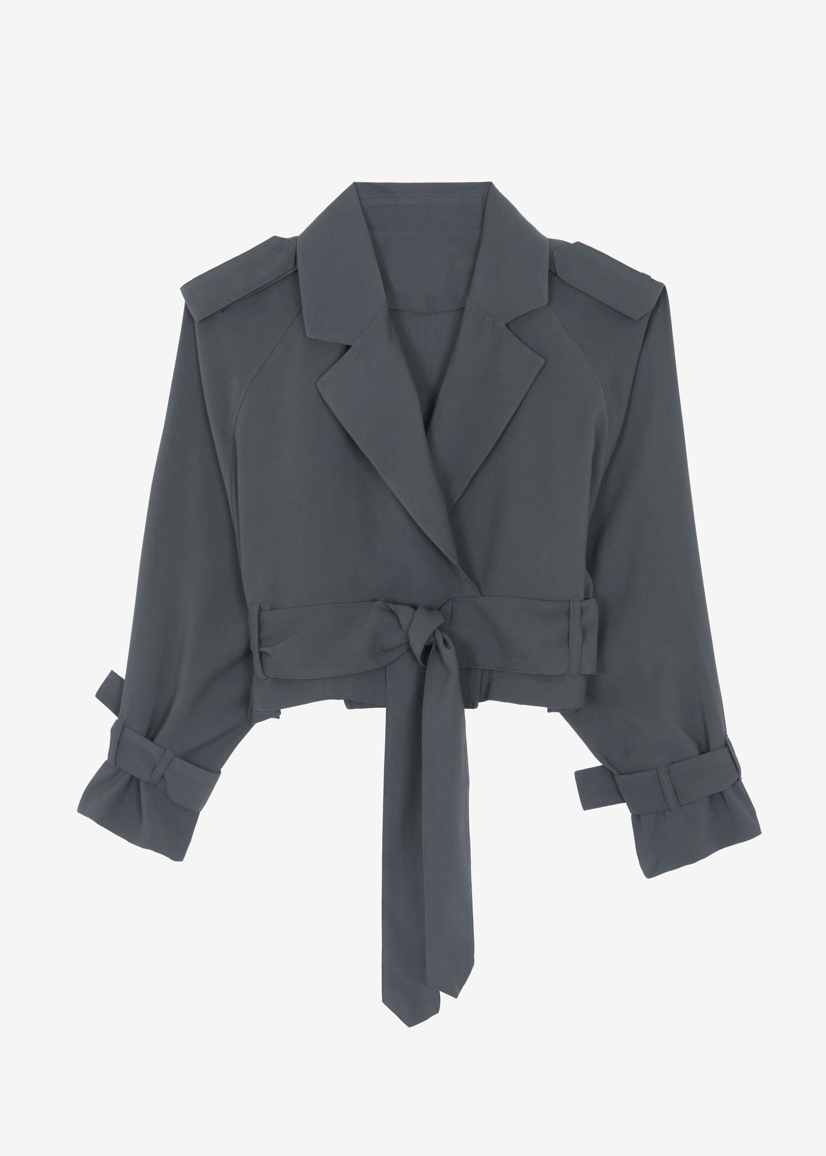 Faven Cropped Trench - Charcoal - 12