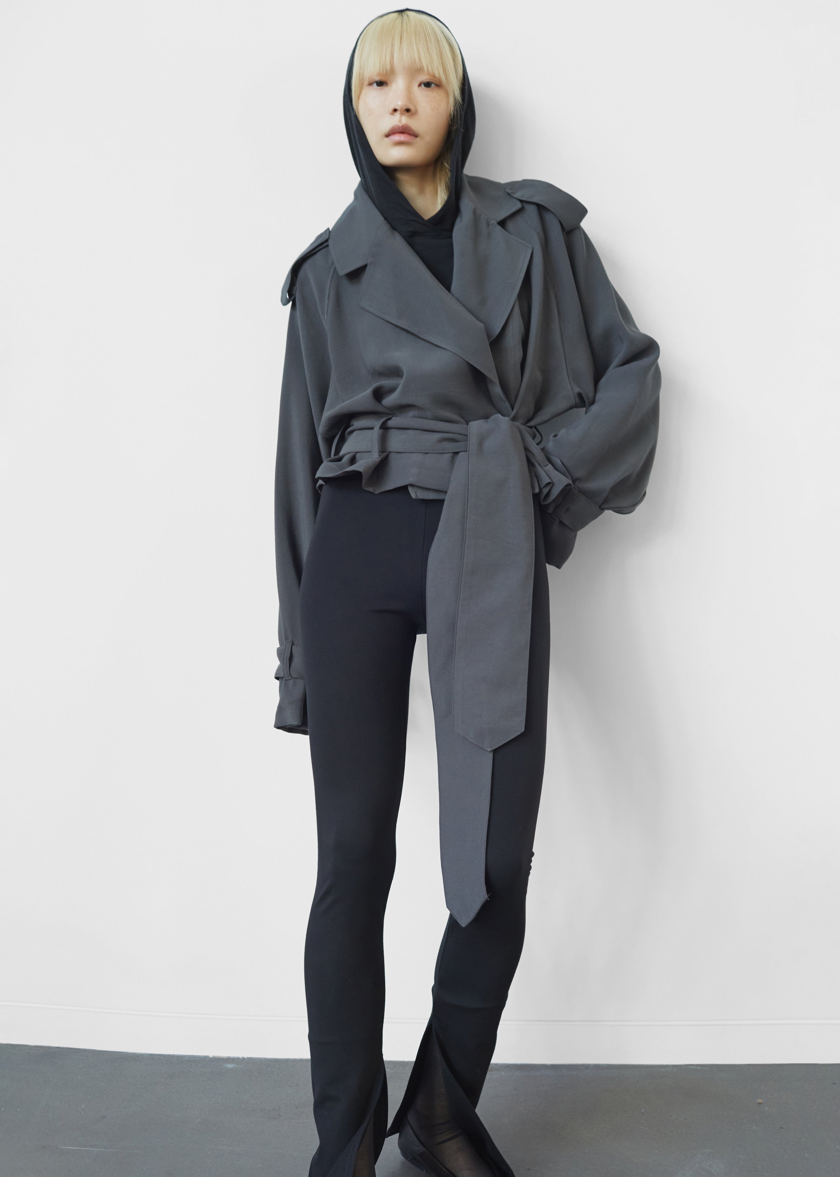 Faven Cropped Trench - Charcoal - 6