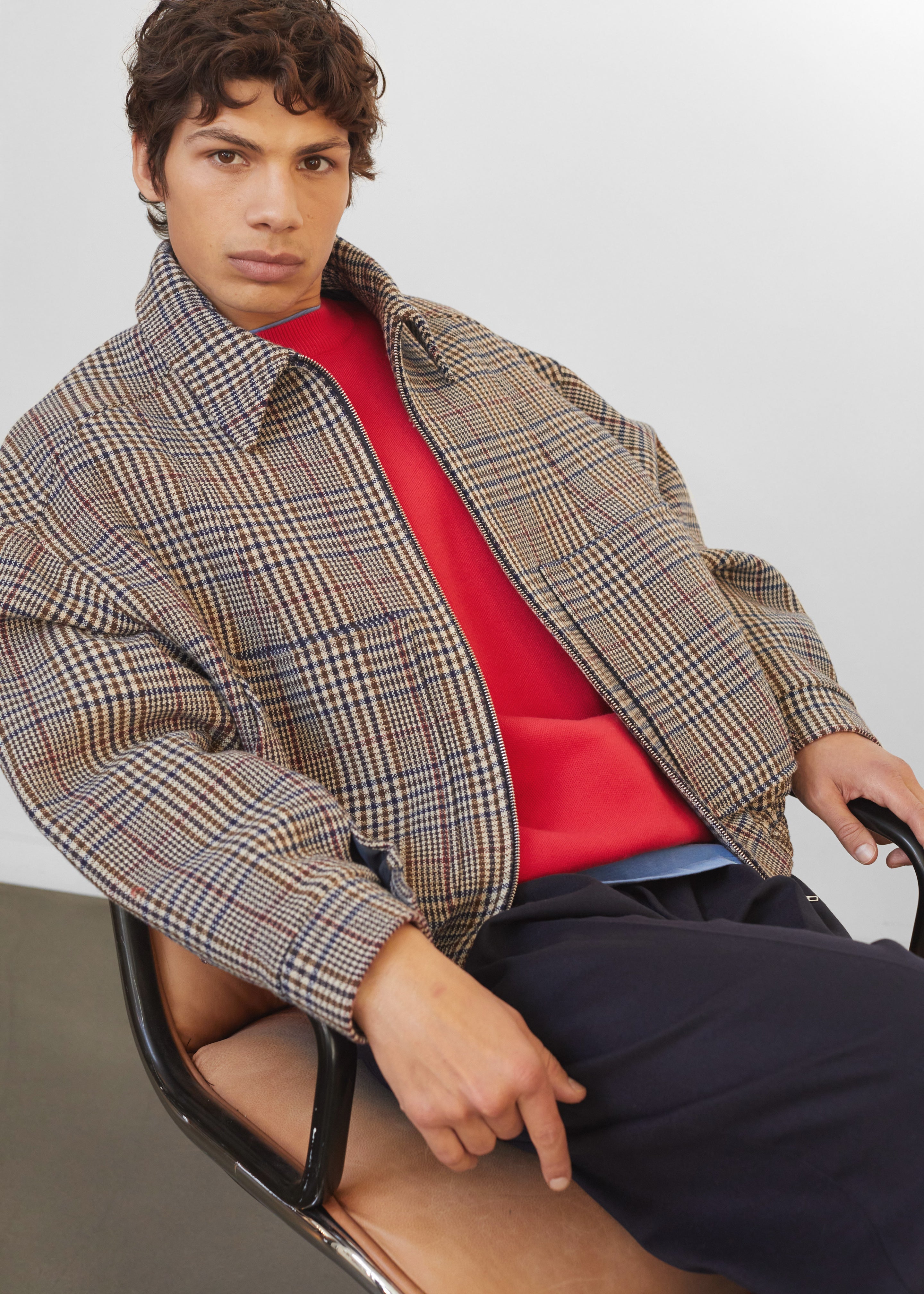Felix Wool Jacket - Beige Glen Plaid - 1