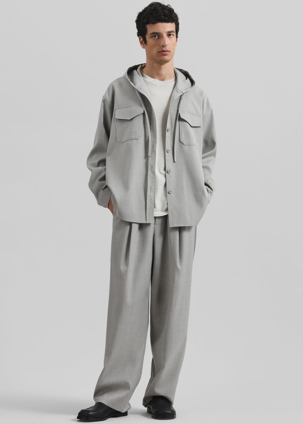 Felix Textured Trousers - Greige Melange - 1