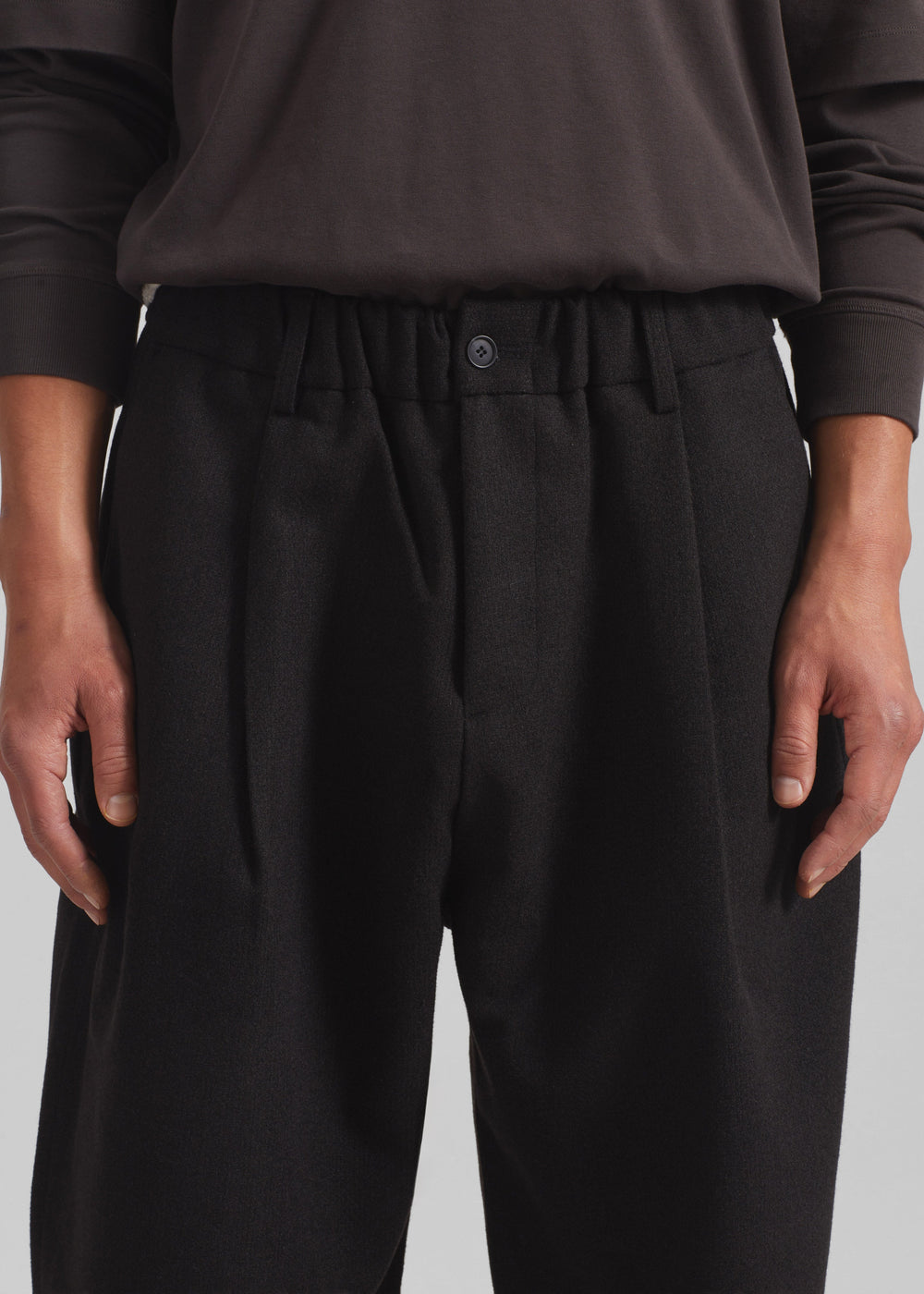 Felix Wool Blend Trousers - Black - 1
