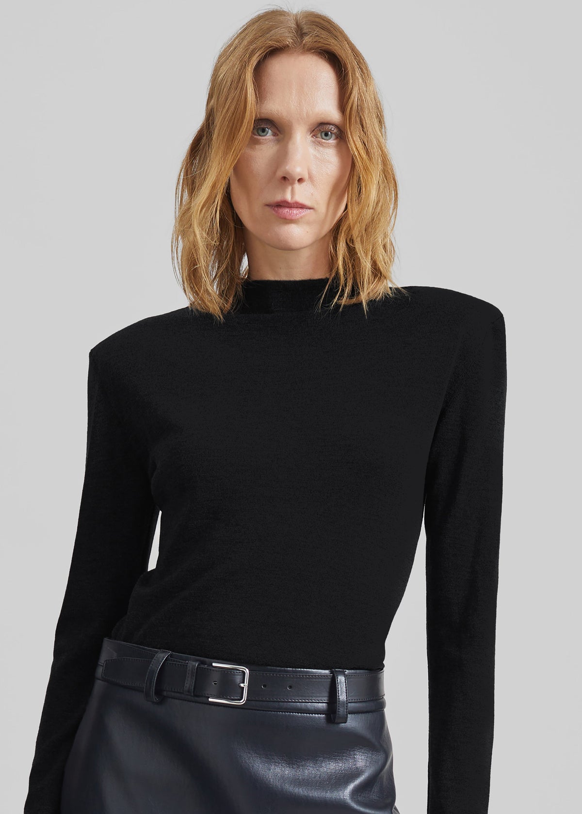 Fenna Knit Padded Sweater - Black