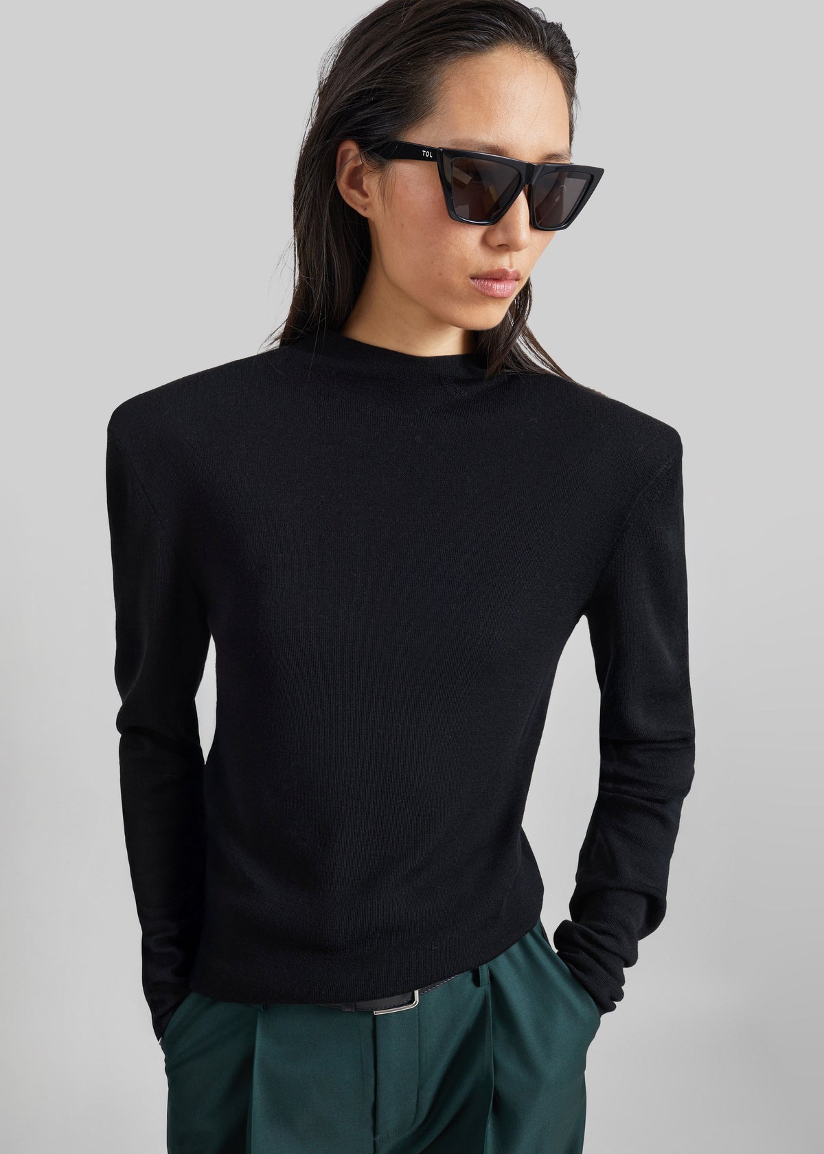 Fenna Knit Padded Sweater - Black
