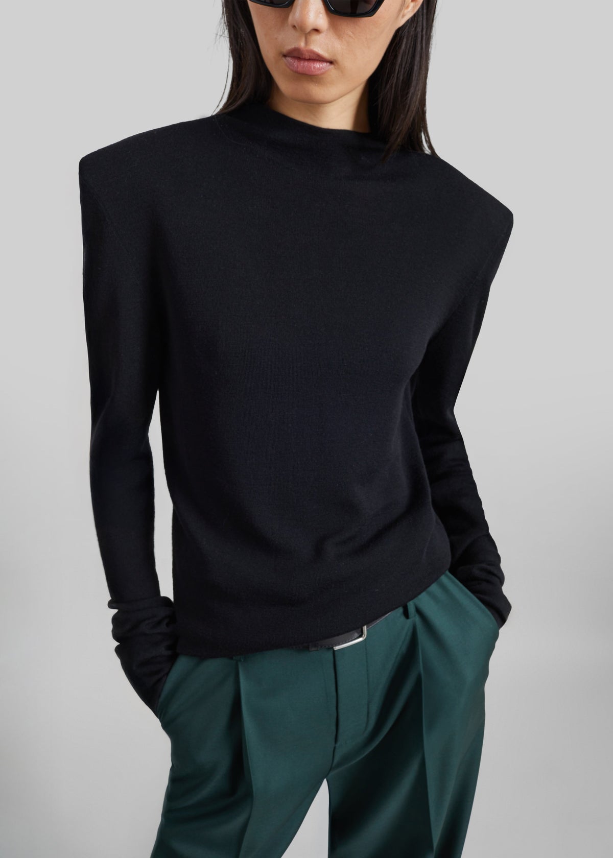 Fenna Knit Padded Sweater - Black