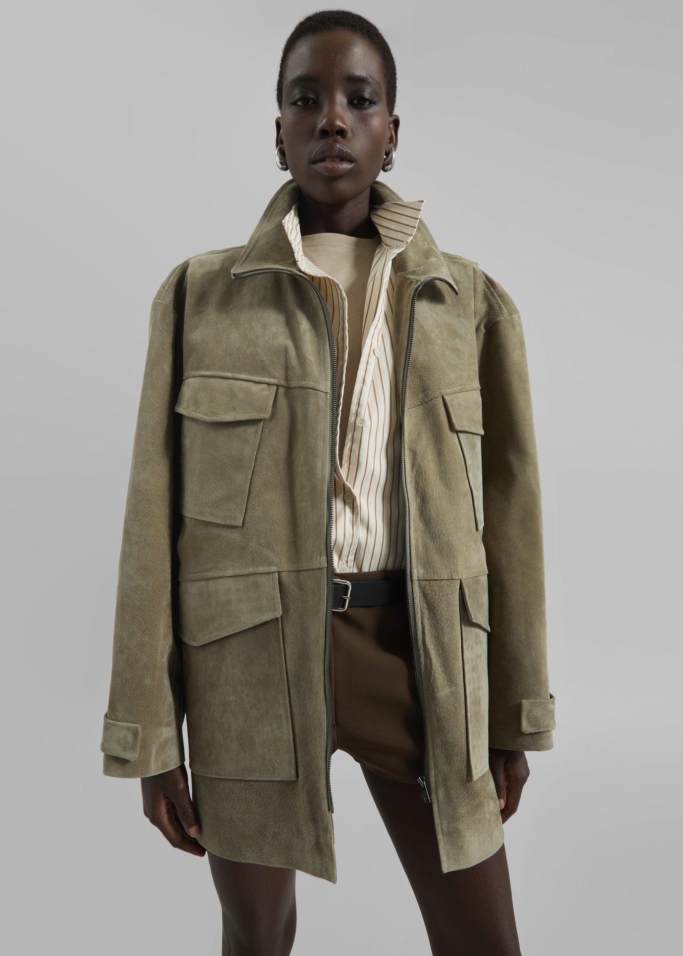 Fennor Suede Jacket - Pale Olive