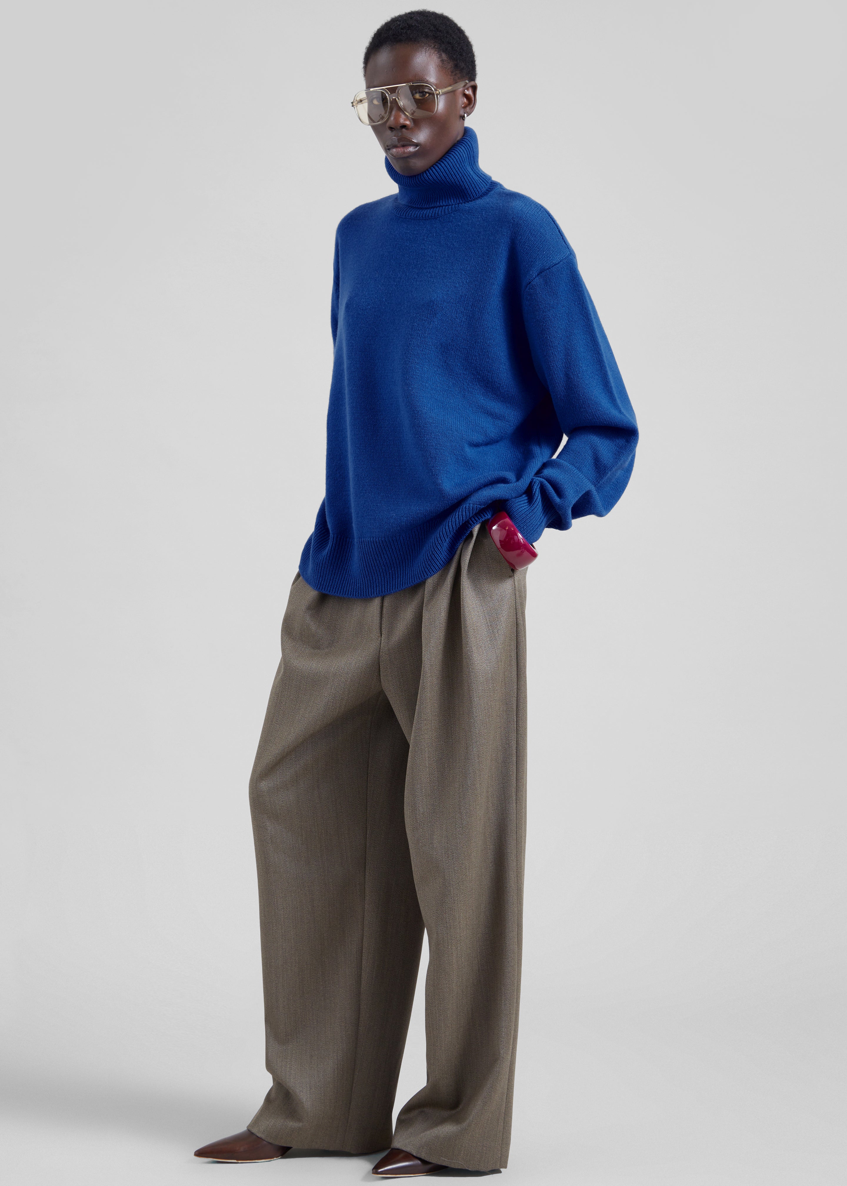 Finn Wool Elastic Pants - Beige Melange - 3