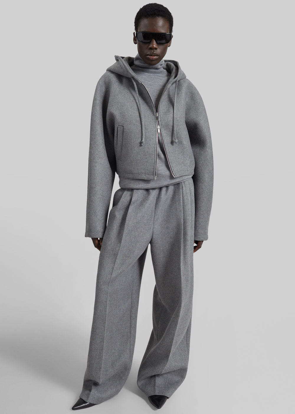 Finn Elastic Pleated Pants - Grey Melange
