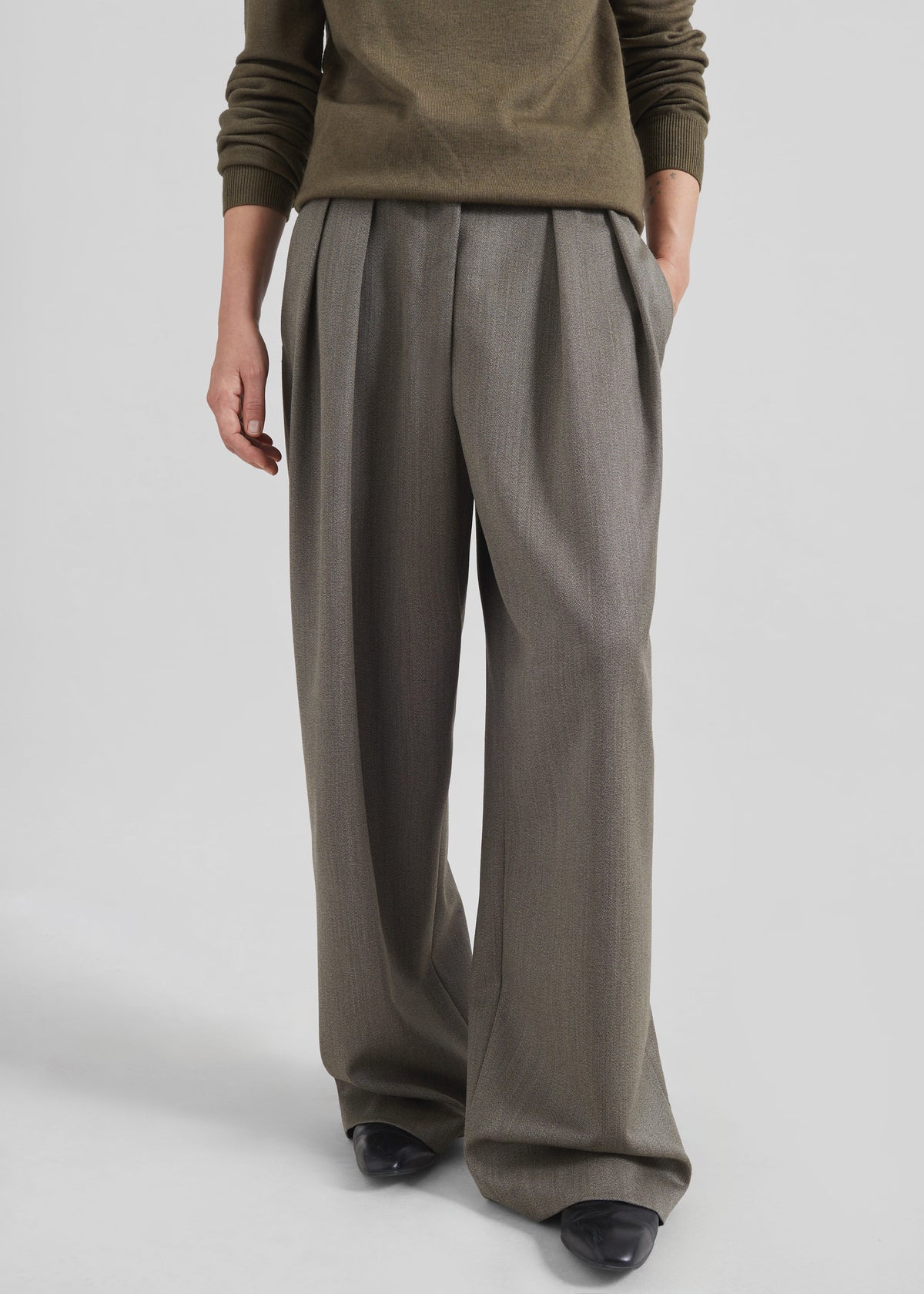 Finn Wool Elastic Pants - Beige Melange