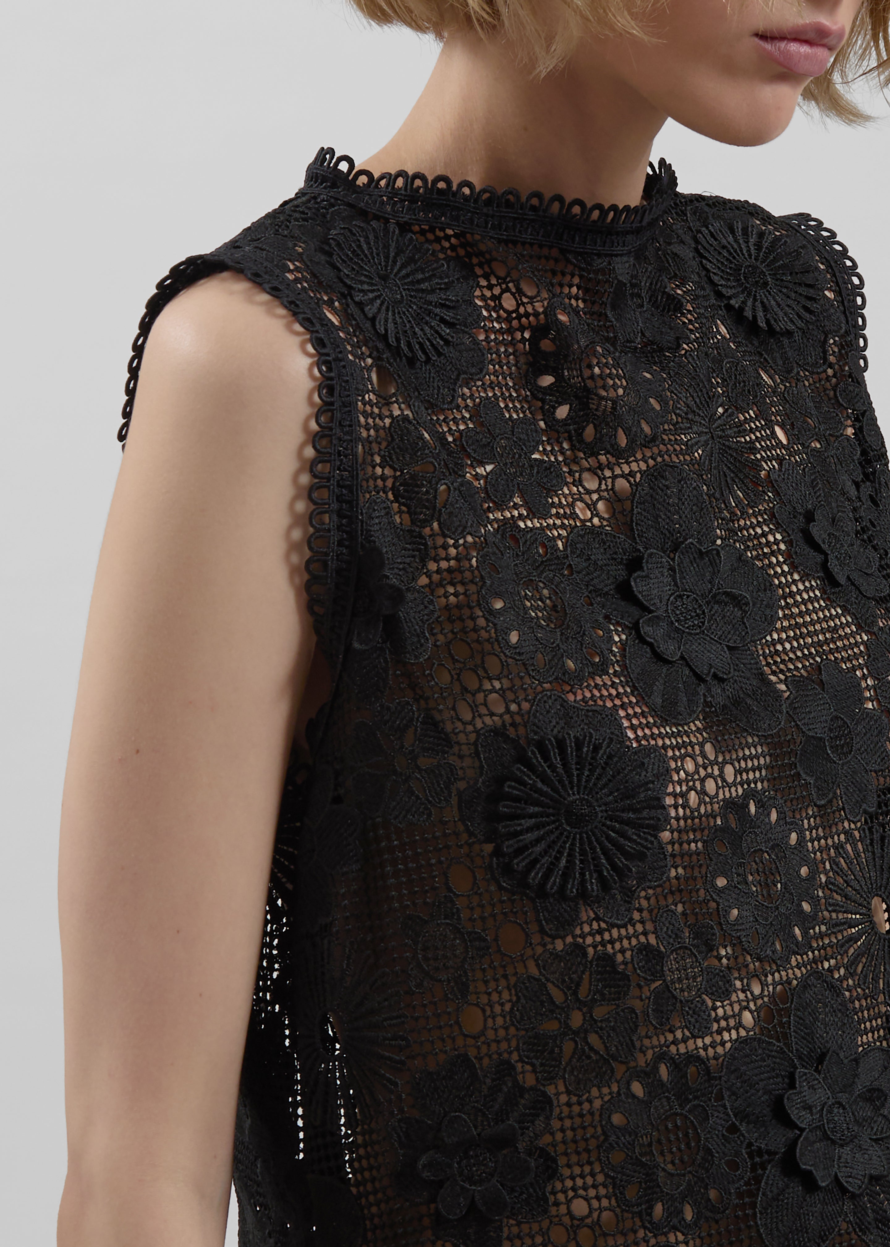 Firenze Floral Lace Mini Dress - Black - 3