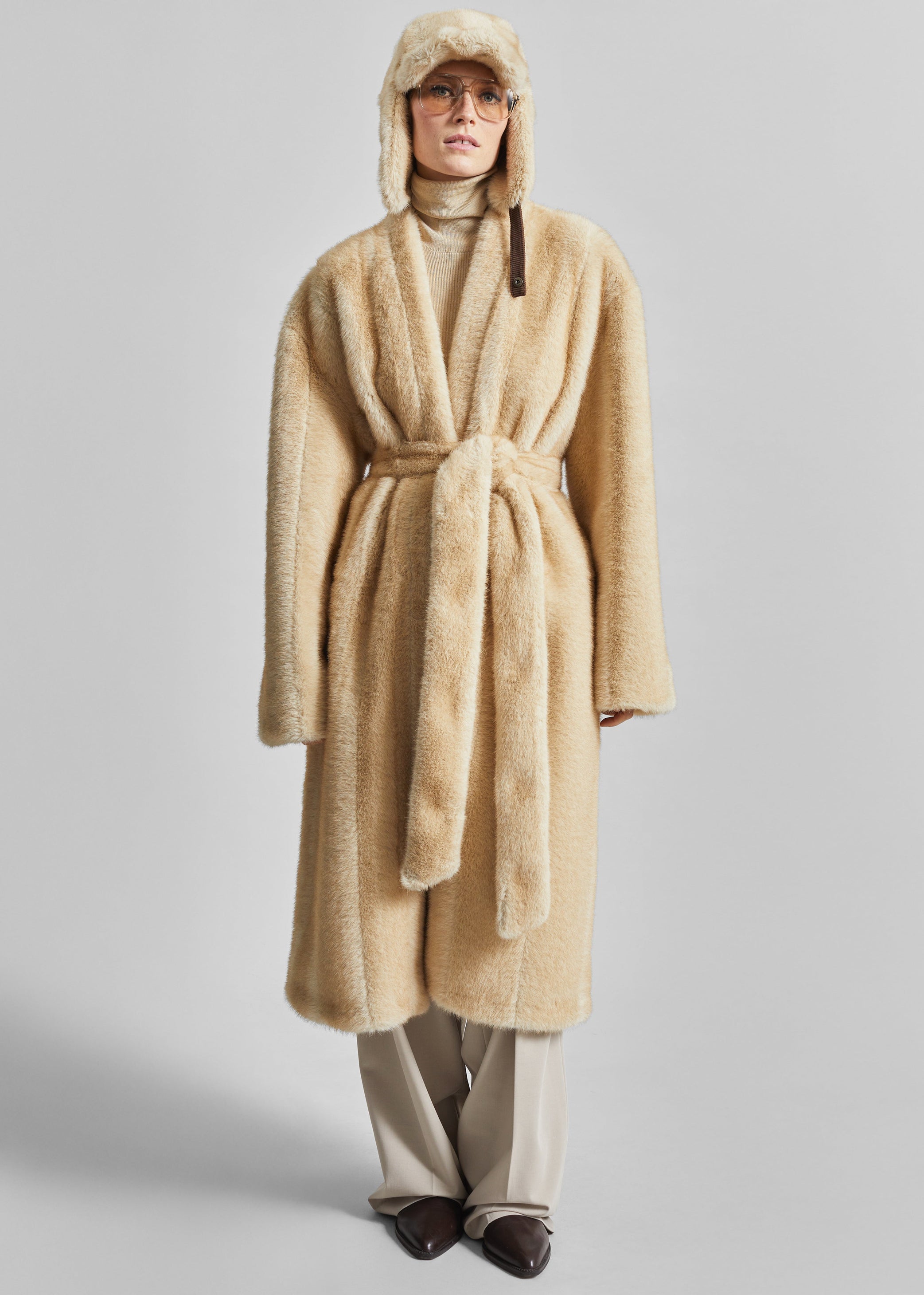 Shop the look image for Freccia Faux Fur Aviator Hat - Beige