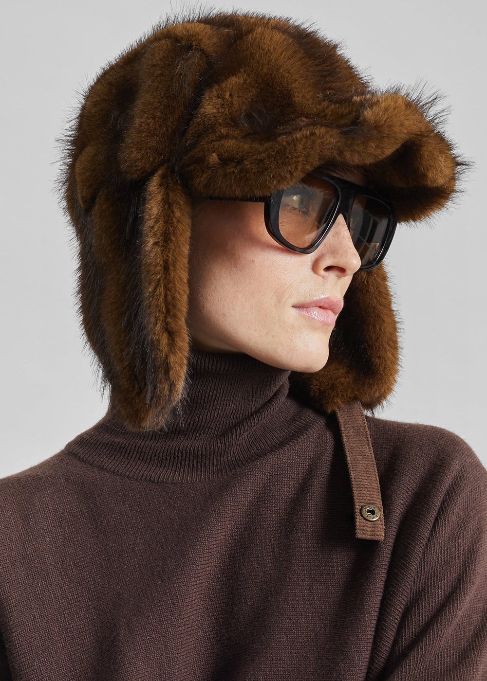 Freccia Faux Fur Aviator Hat - Brown - 1