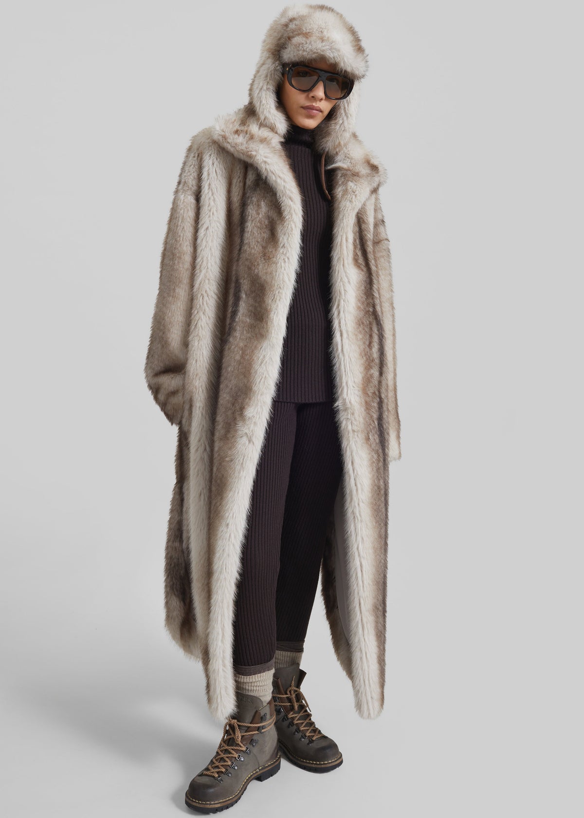 Chapka aviateur Freccia en fausse fourrure - Gris - 3