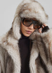 Chapka aviateur Freccia en fausse fourrure - Gris