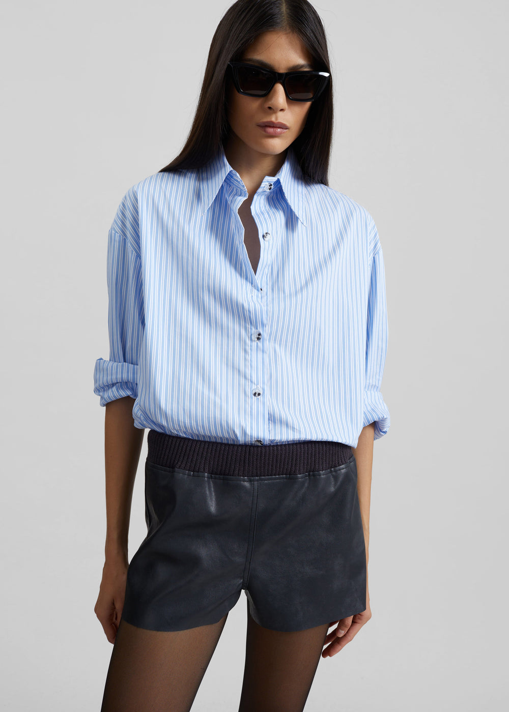 Freja Faux Leather Mini Shorts - Black - 1