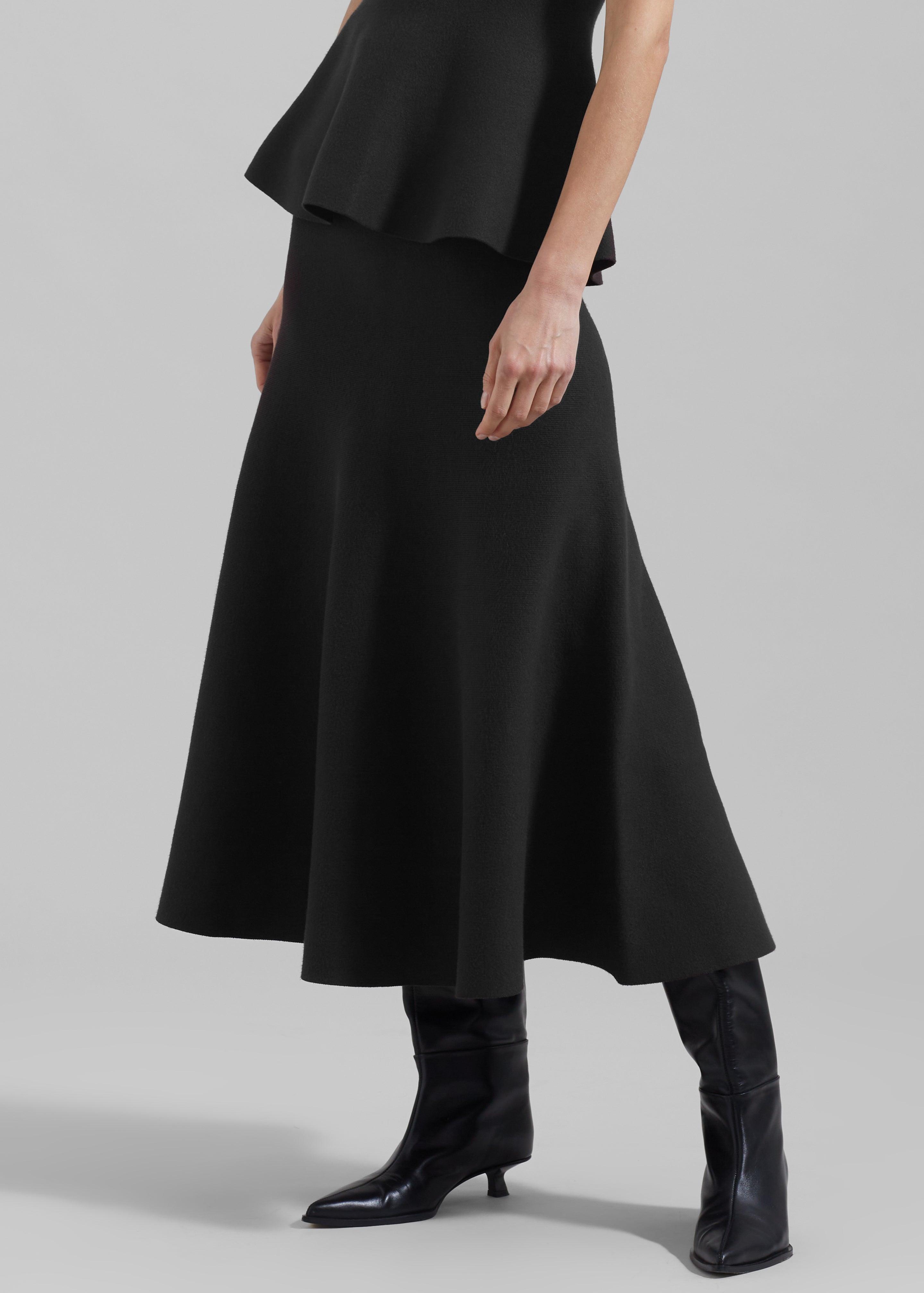 Gabrielle Knit Midi Skirt - Black - 2