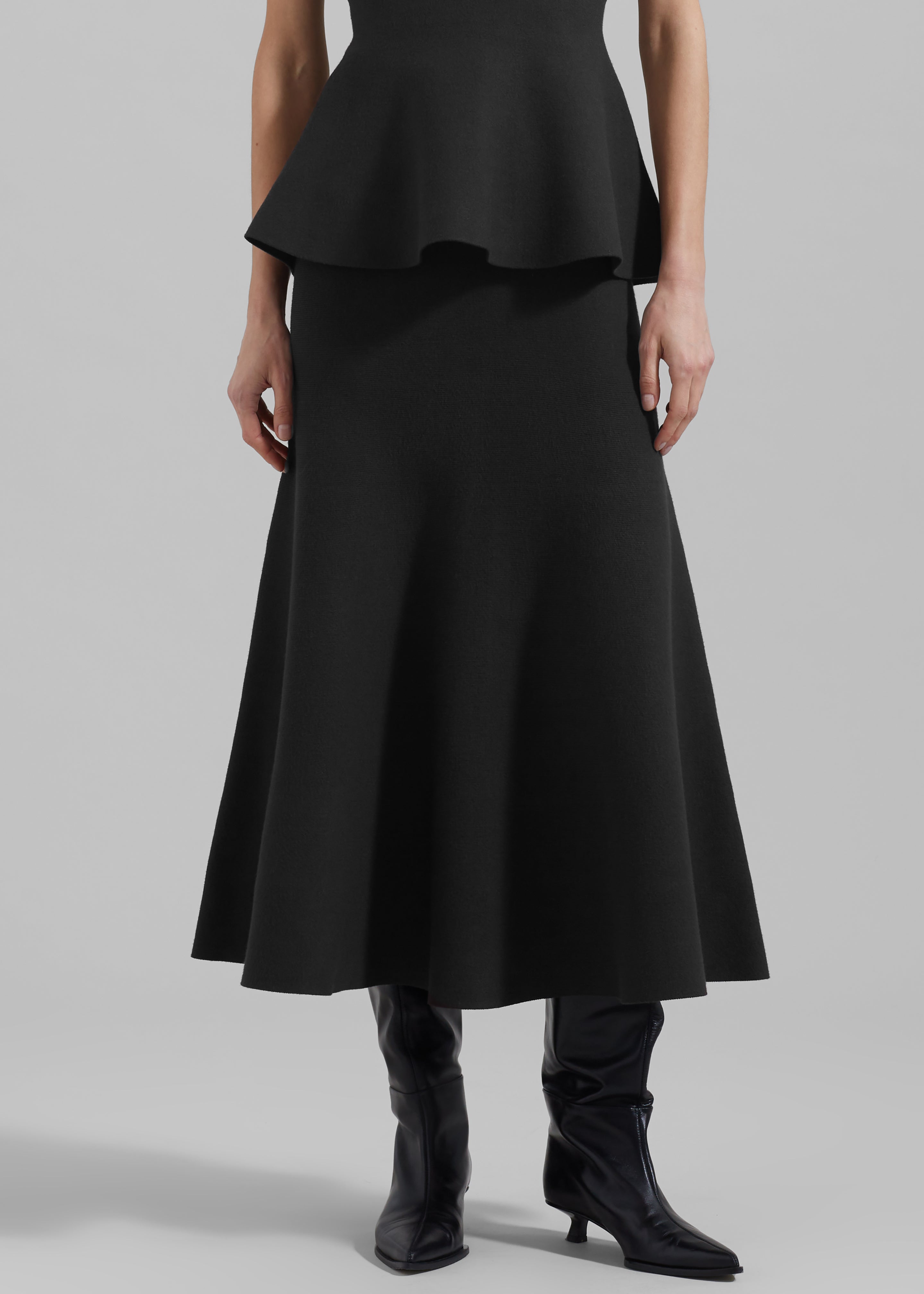 Gabrielle Knit Midi Skirt - Black - 5