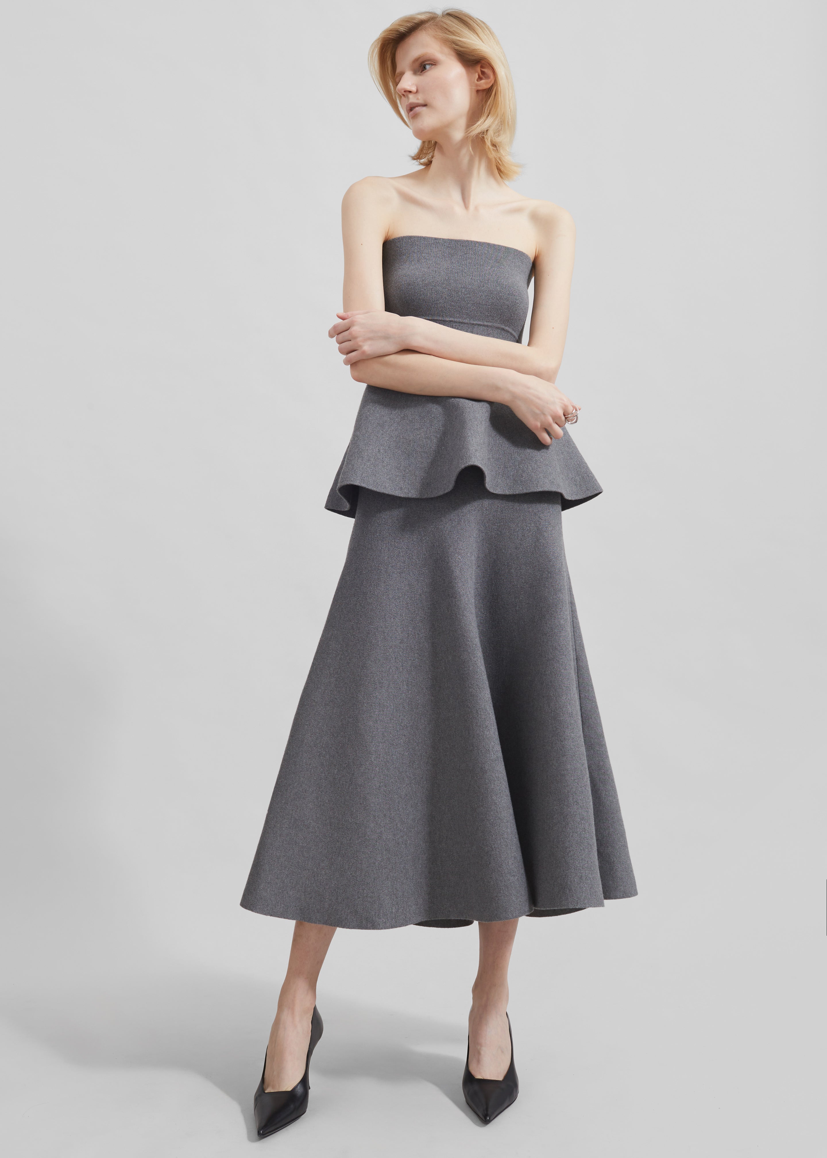 Knit midi skirt grey best sale